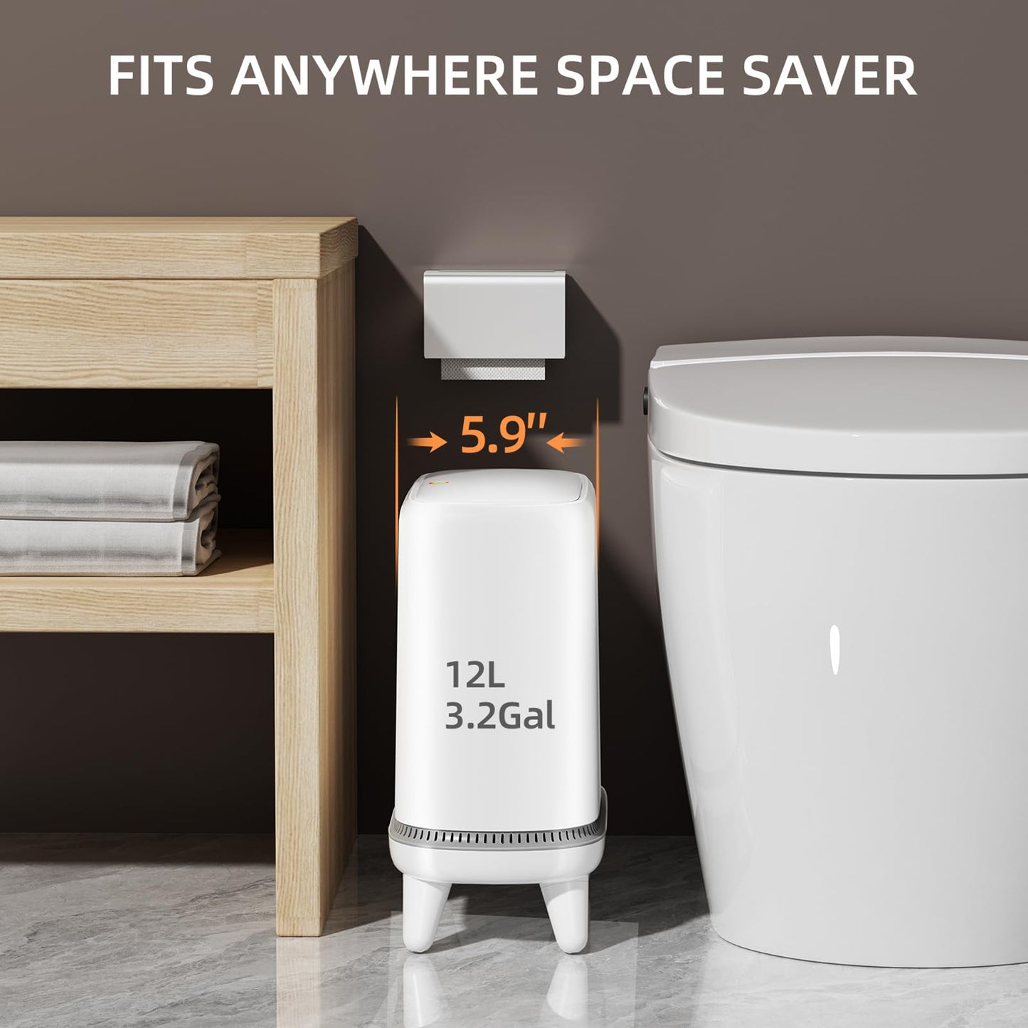 3.2 Gallon Bathroom Trash Can with Lid