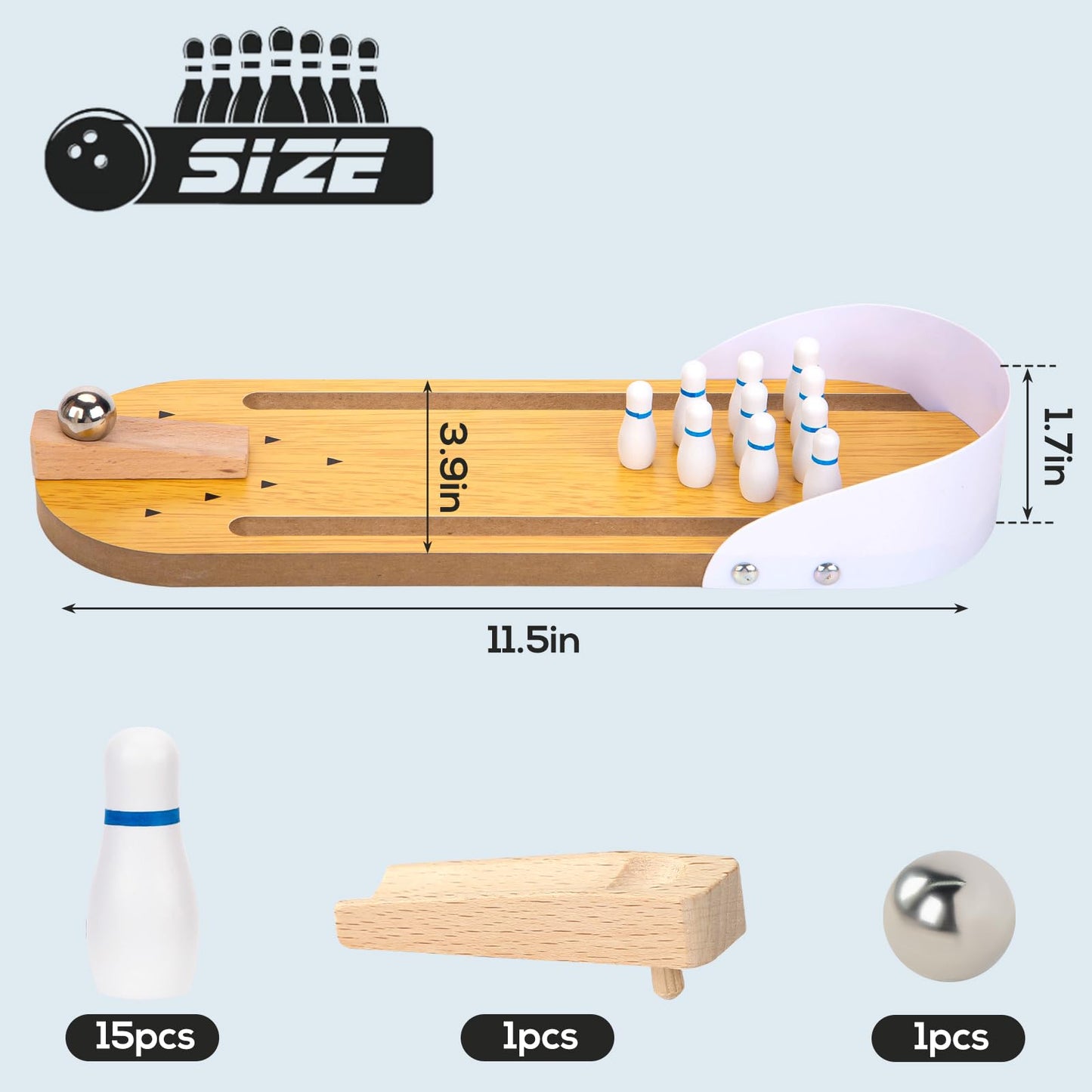 MCPINKY Mini Bowling Game Set, Tabletop Mini Bowling Game Desktop Bowling Game Toy Tiny Home Bowling Alley for Office Desk Games Stress Relievers for Adults, Kids Party Favors