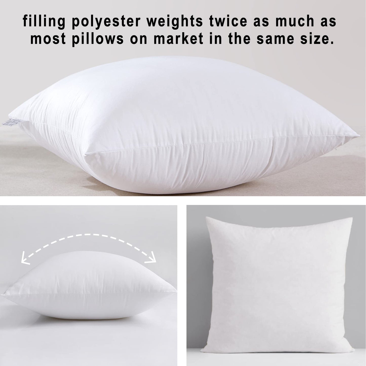 HITO 18x18 Pillow Inserts (Set of 4, with Pillow Covers Beige)-Down Alternative Throw Pillows White for Couch Bed Sofa