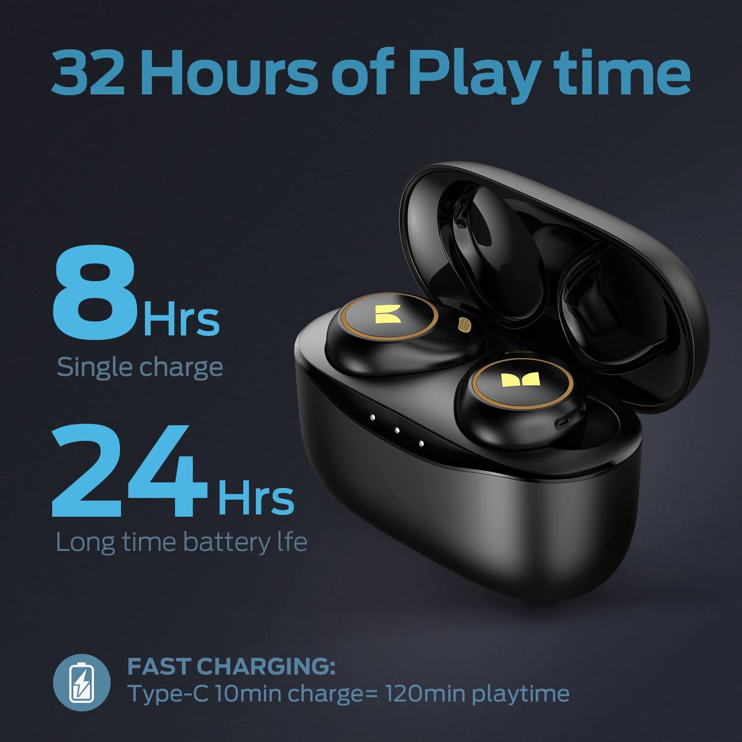 Monster Wireless Earbuds with Touch Control, Bluetooth 5.3