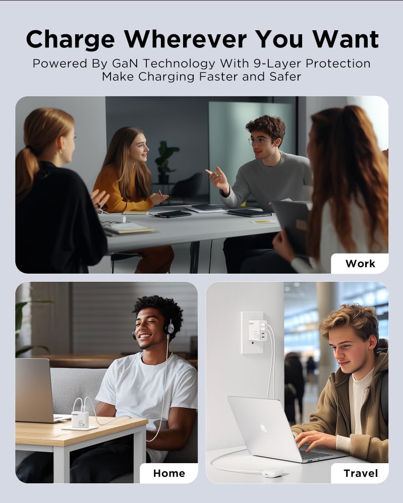 65W PISEN USB-C Fast Charger with 4FT Cable