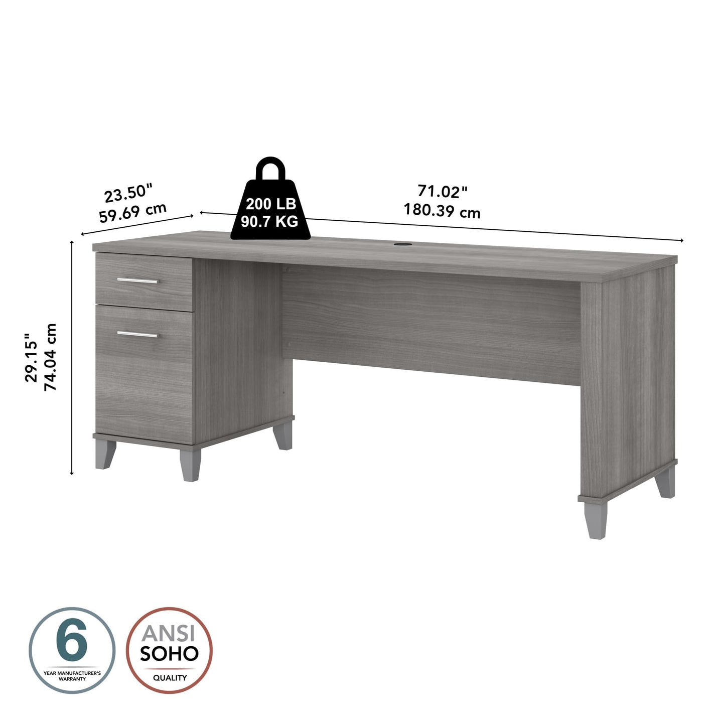 Bush Furniture 72W Office Desk with Drawers