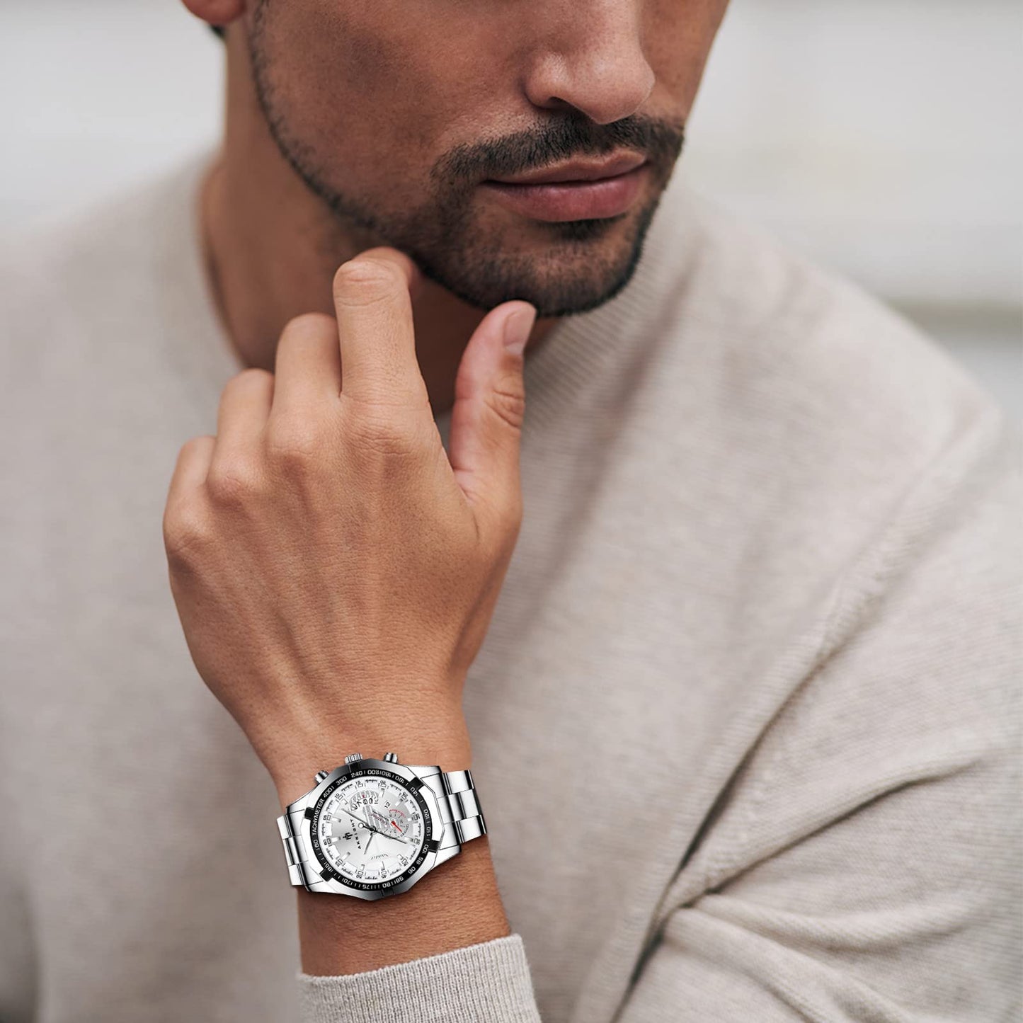 BY BENYAR AKNIGHT Watches for Men Quartz Movement Watch,Waterproof Luminous Men's Watch, Stainless Steel Strap Business Watches