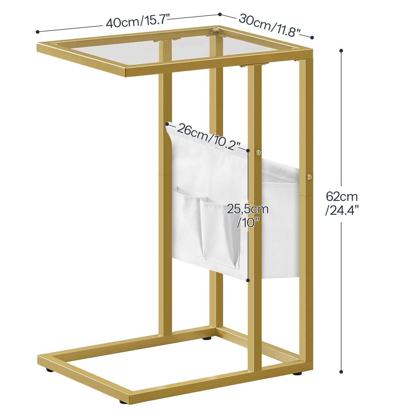 HOOBRO C Shaped Glass End Table Set of 2