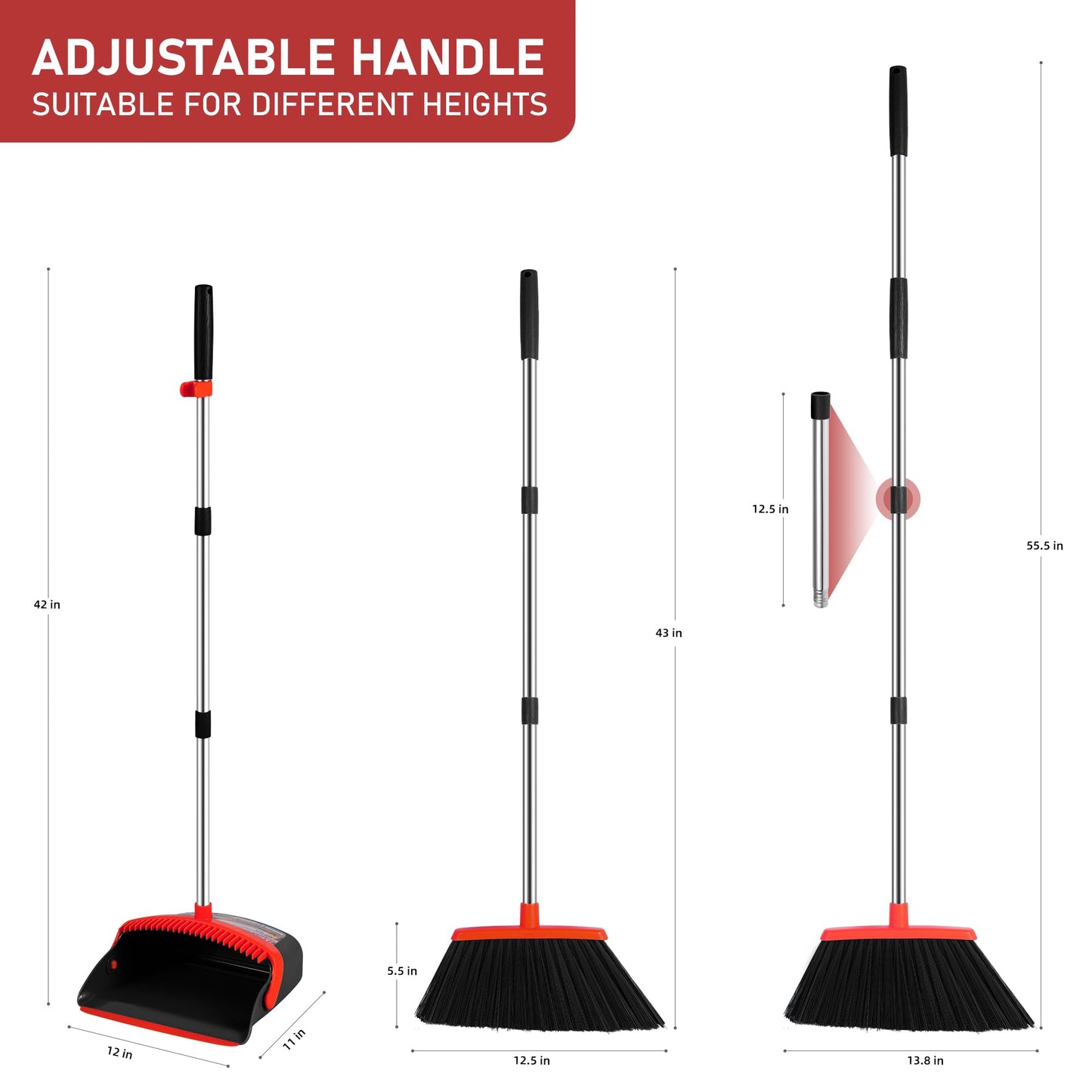 BSKLIN Broom and Dustpan Set for Cleaning
