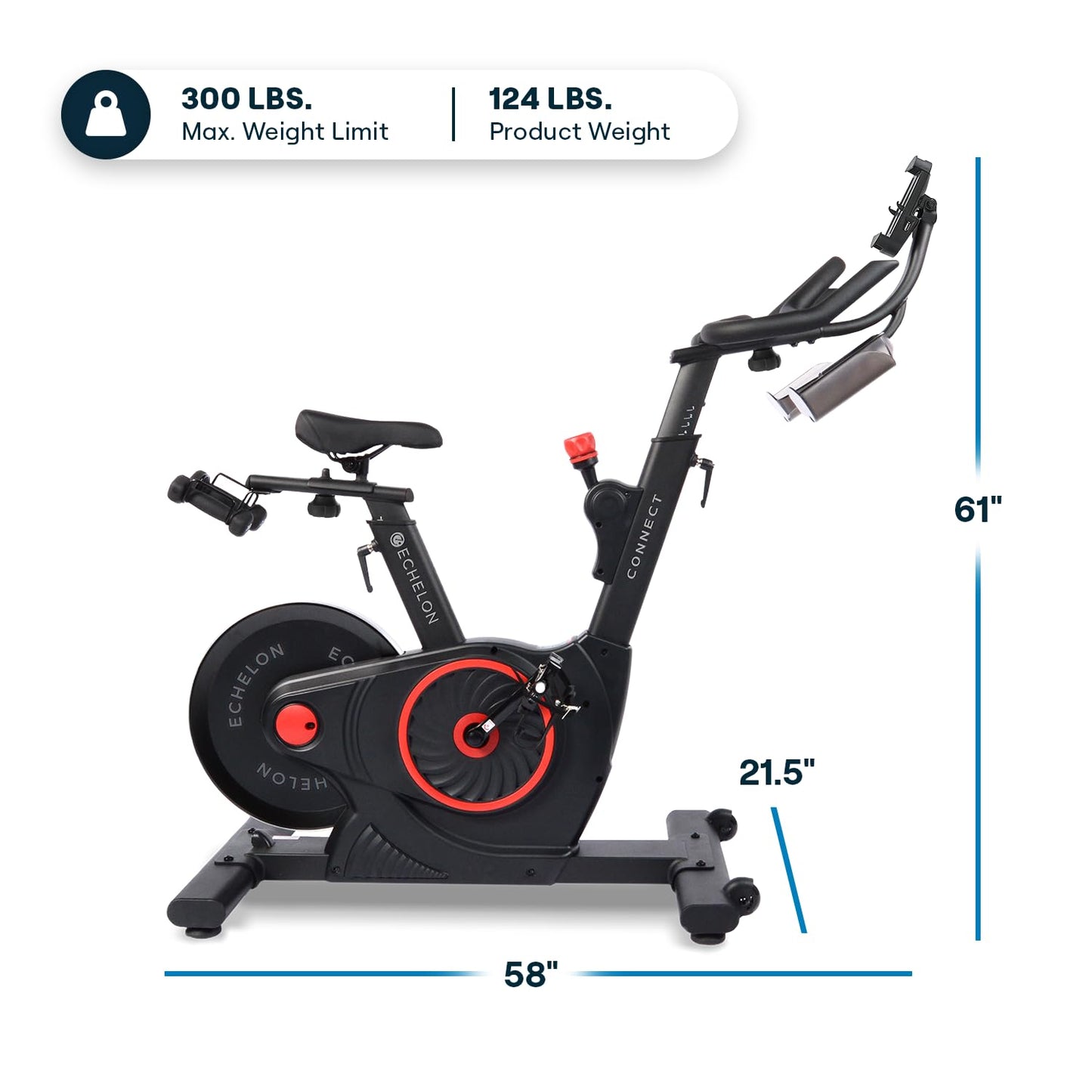 Echelon Smart Connect Fitness Bike, 30-Day Free Echelon Membership, Easy Storage, Small Spaces, Cushioned Seat, Solid Design, HIIT, Top Instructors, 32 Resistance Levels, Bluetooth, EX5