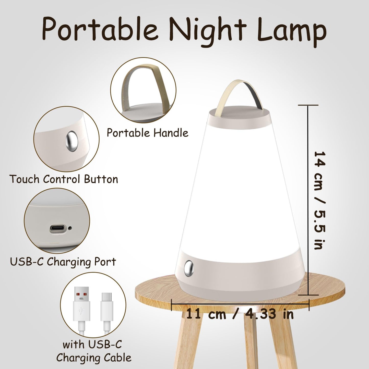 Dimmable Touch Night Light Lamp for Bedside