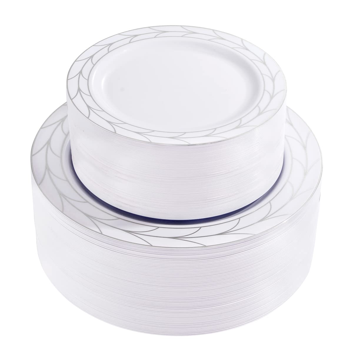 100 Pack Disposable Plastic Party Plates Set