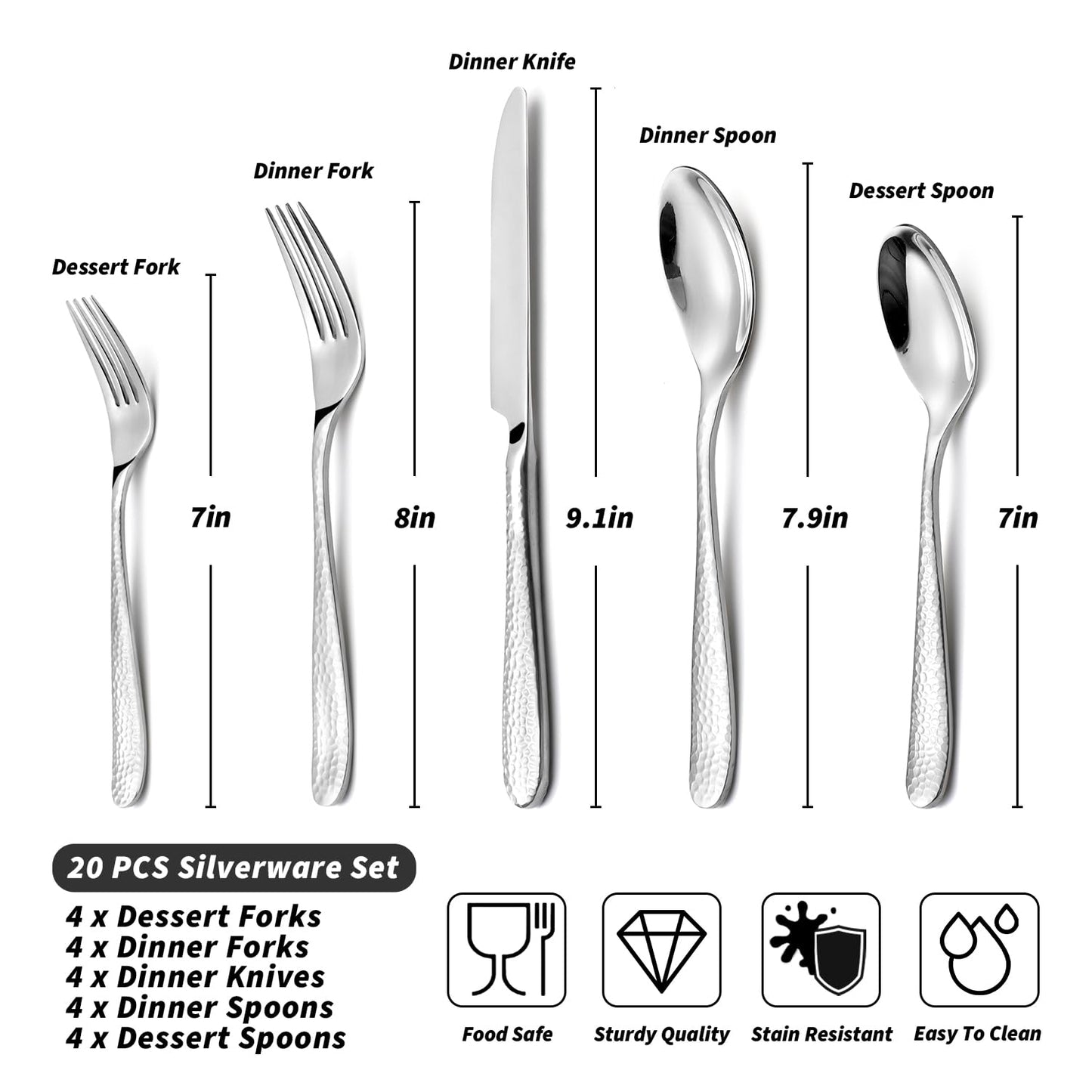Fiwarex 20-Piece Stainless Steel Flatware Set