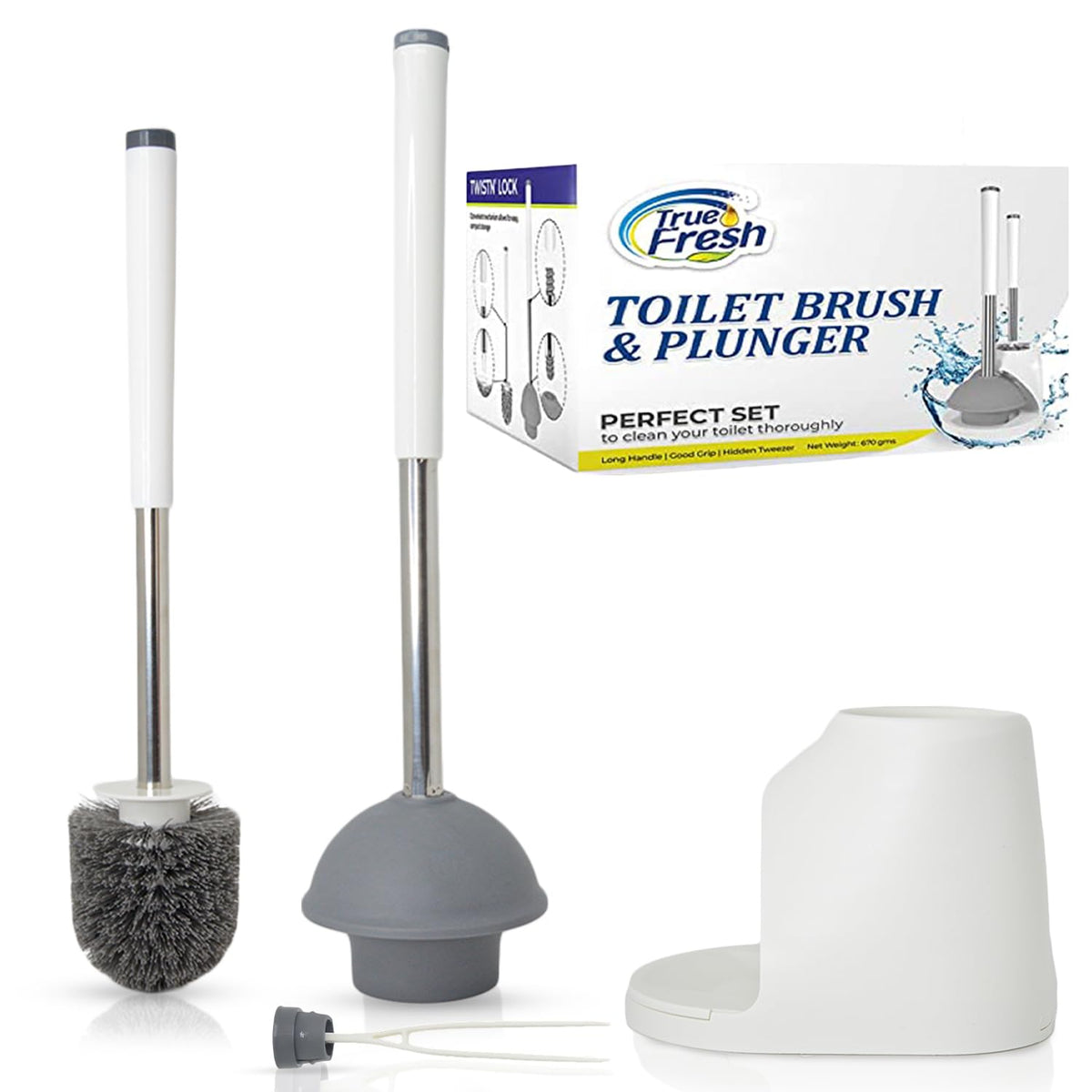 Toilet Brush and Plunger Set with Holder