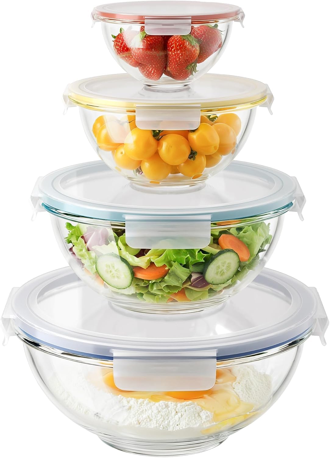 4 Piece Nesting Glass Mixing Bowls with Lids