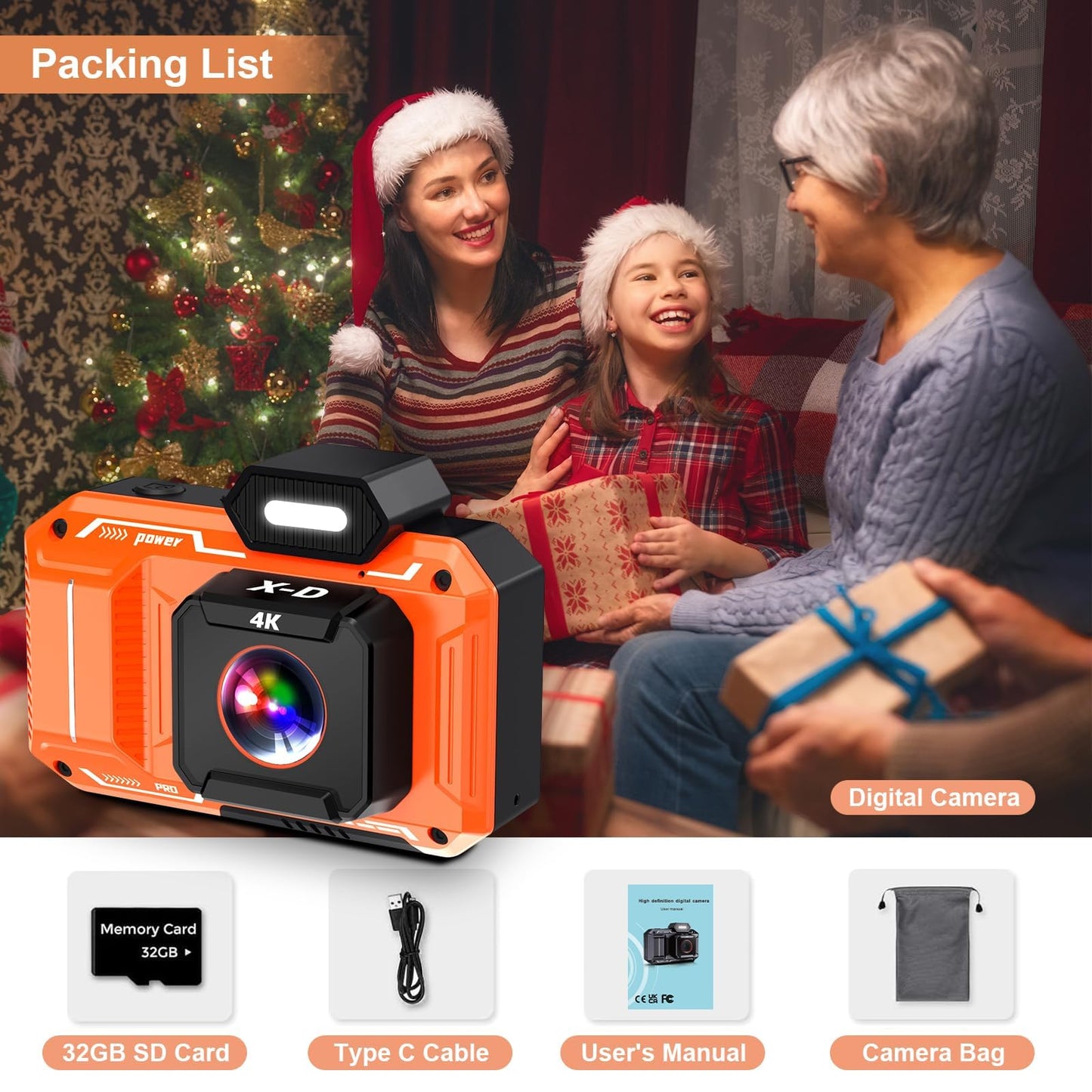 4K 48MP Digital Camera with 18X Zoom