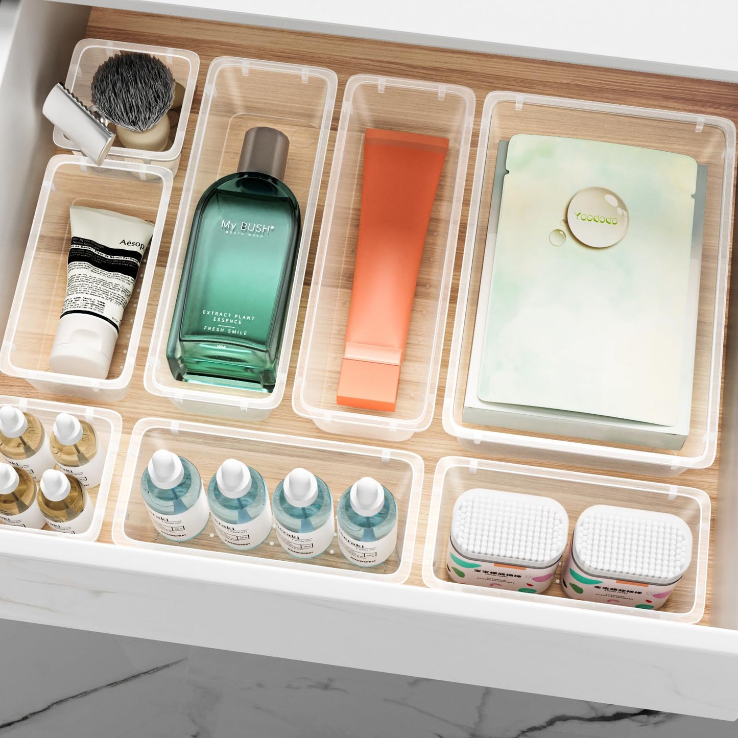 12 PCS Clear Drawer Organizer Set for Makeup