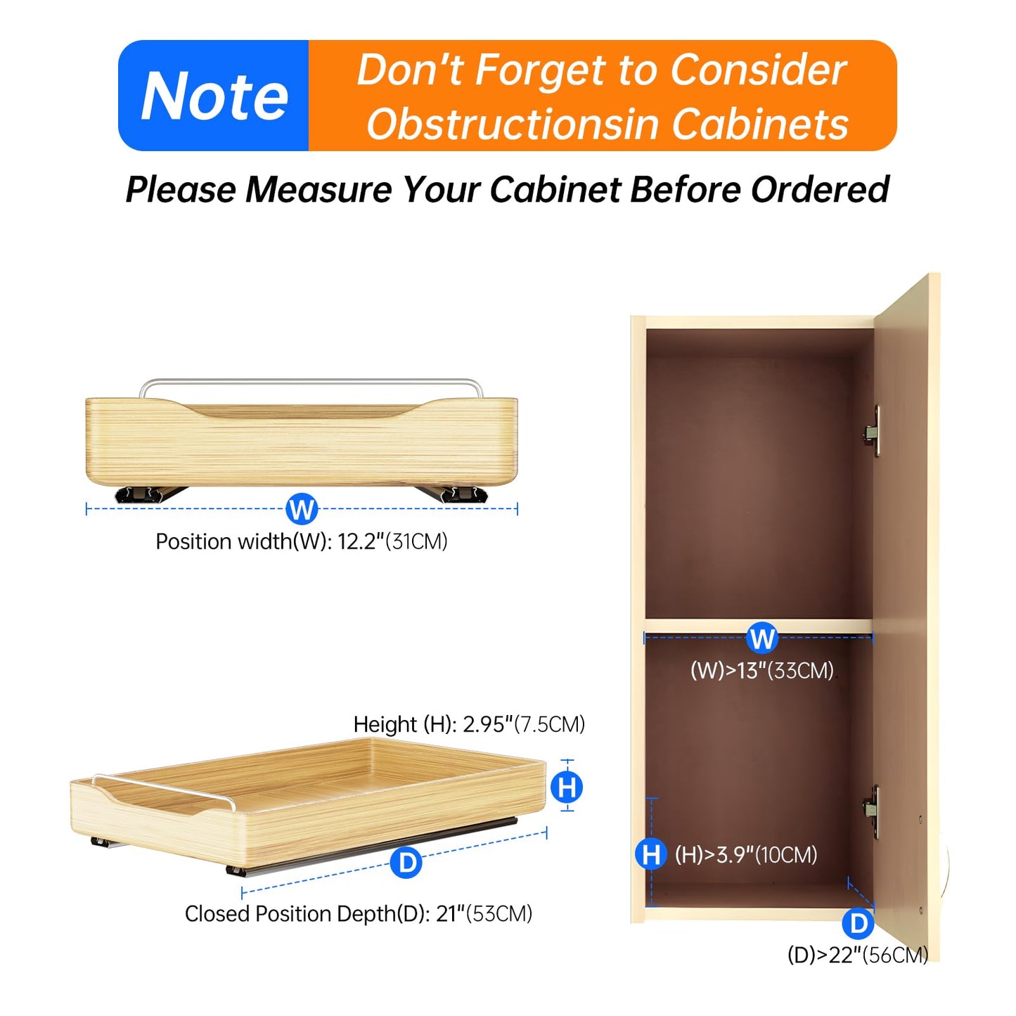 Bamboo Pull Out Cabinet Organizer for Pantry