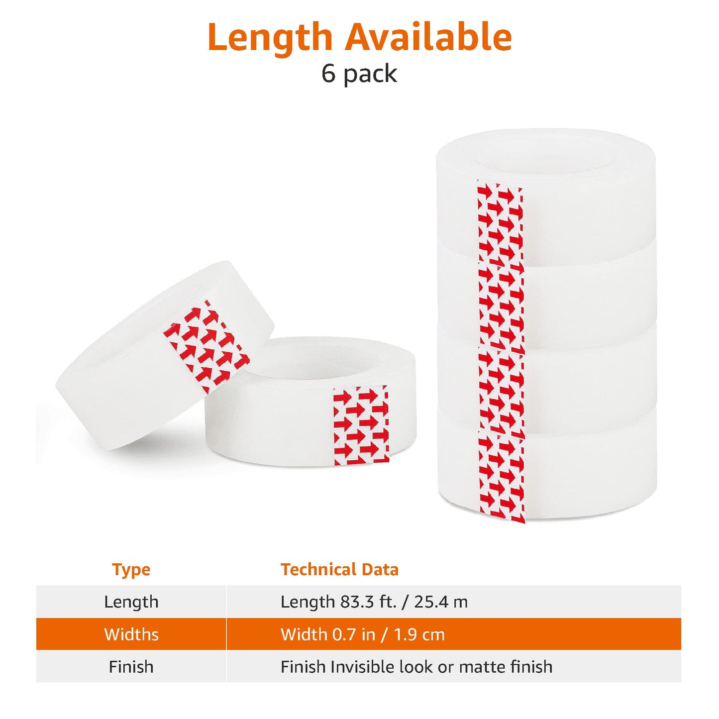 6 Pack Amazon Basics Matte Finish Tape