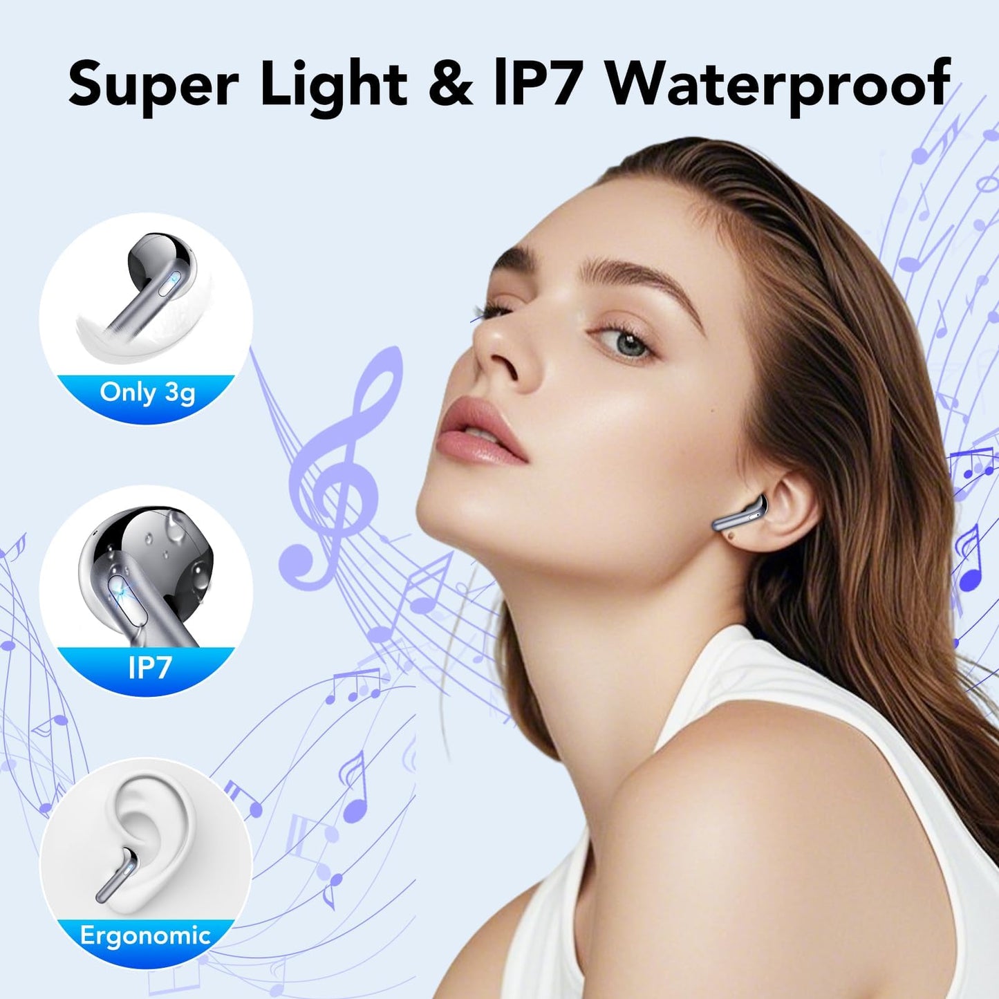 Wireless Earbuds with Deep Bass and Noise Cancelling