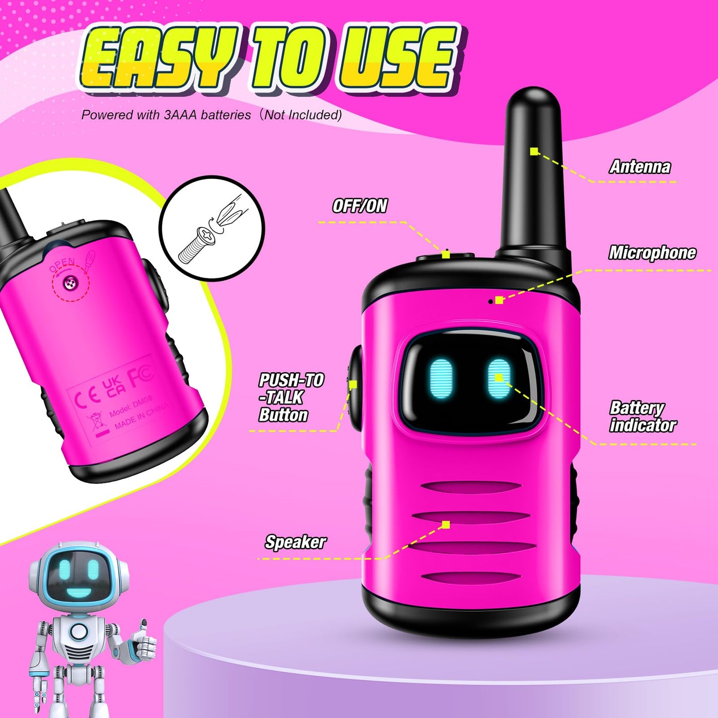 Mini Robots Walkie Talkies for Kids 3-8