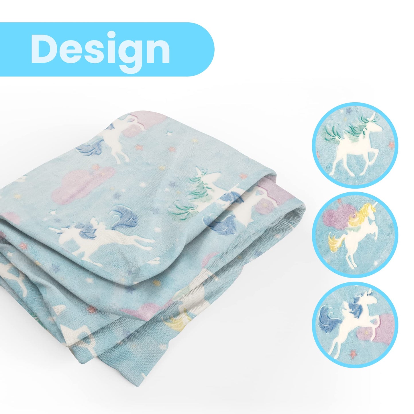 Glow in The Dark Blanket, Super Soft Blanket to Build Night Routine for Kids, Blanket That Doesn't Pill, Fray, or Fade, Comfortable Toddler Blanket for Boys and Girls, Unicorn Design