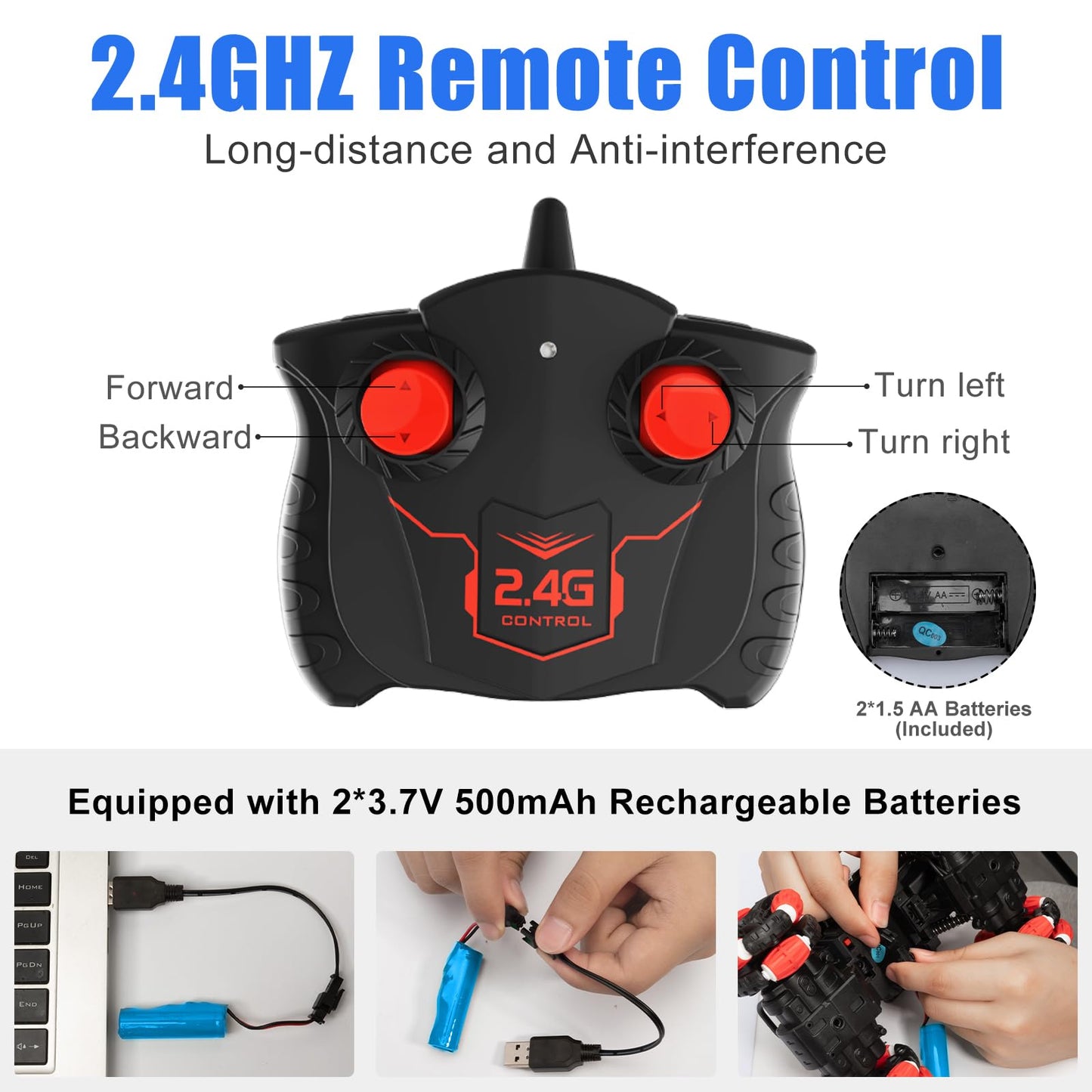 Eulogia 360° Rotation Remote Control Stunt Car