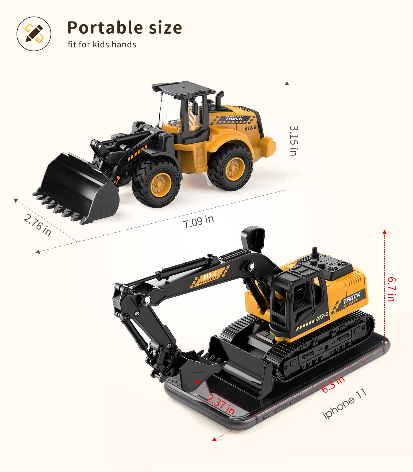Excavator Construction Toys for Kids Age 3-12