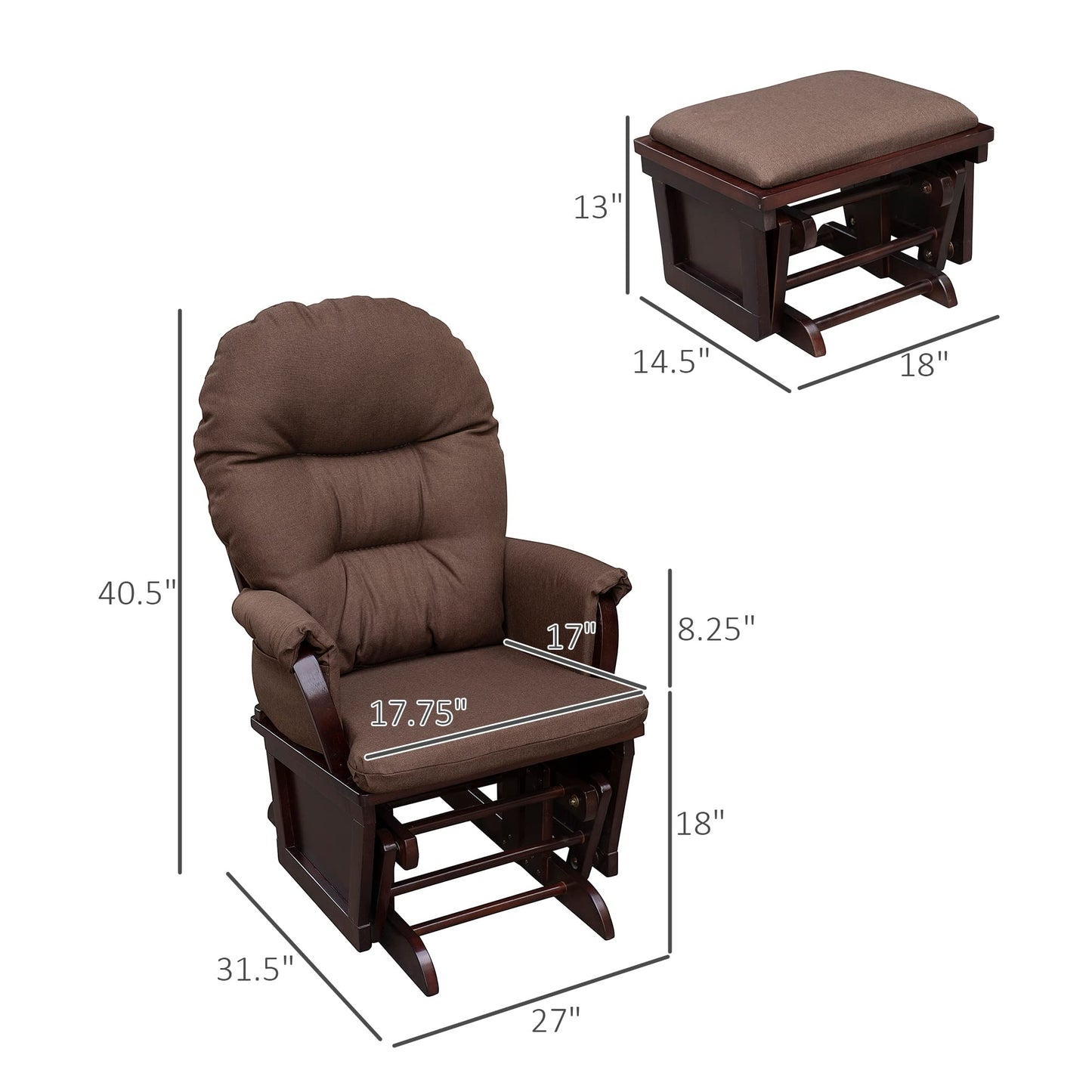 HOMCOM Nursery Glider Rocking Chair with Ottoman