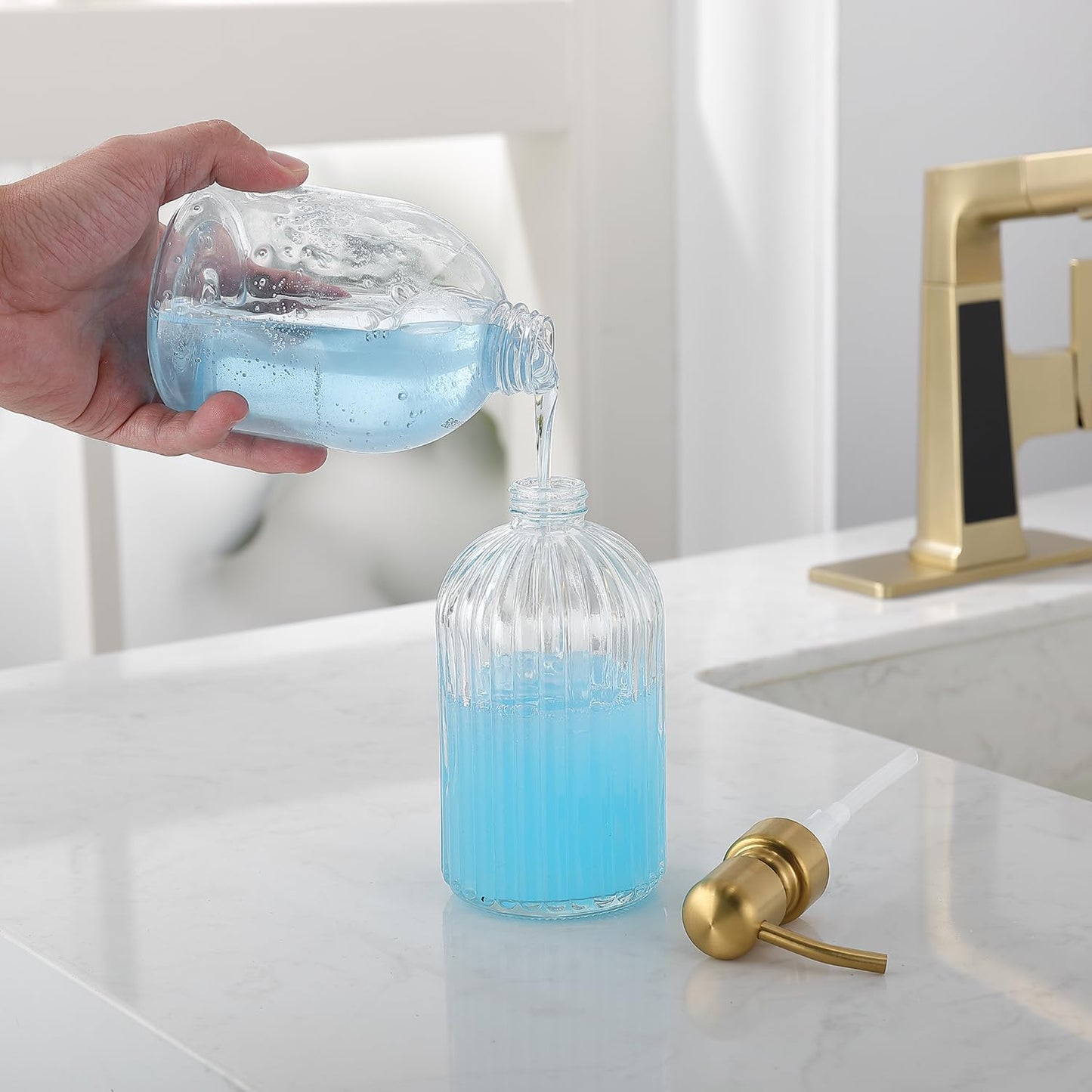 Gold Glass Soap Dispenser with Antique Design