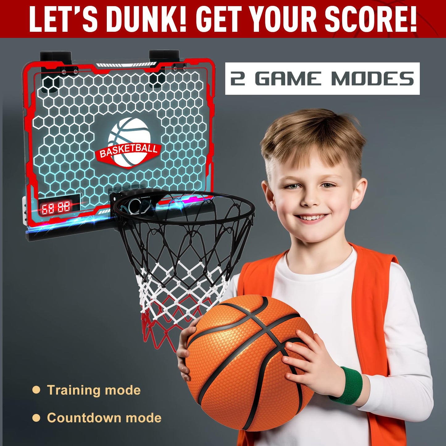 Indoor Basketball Hoop for Kids with LED Scoreboard