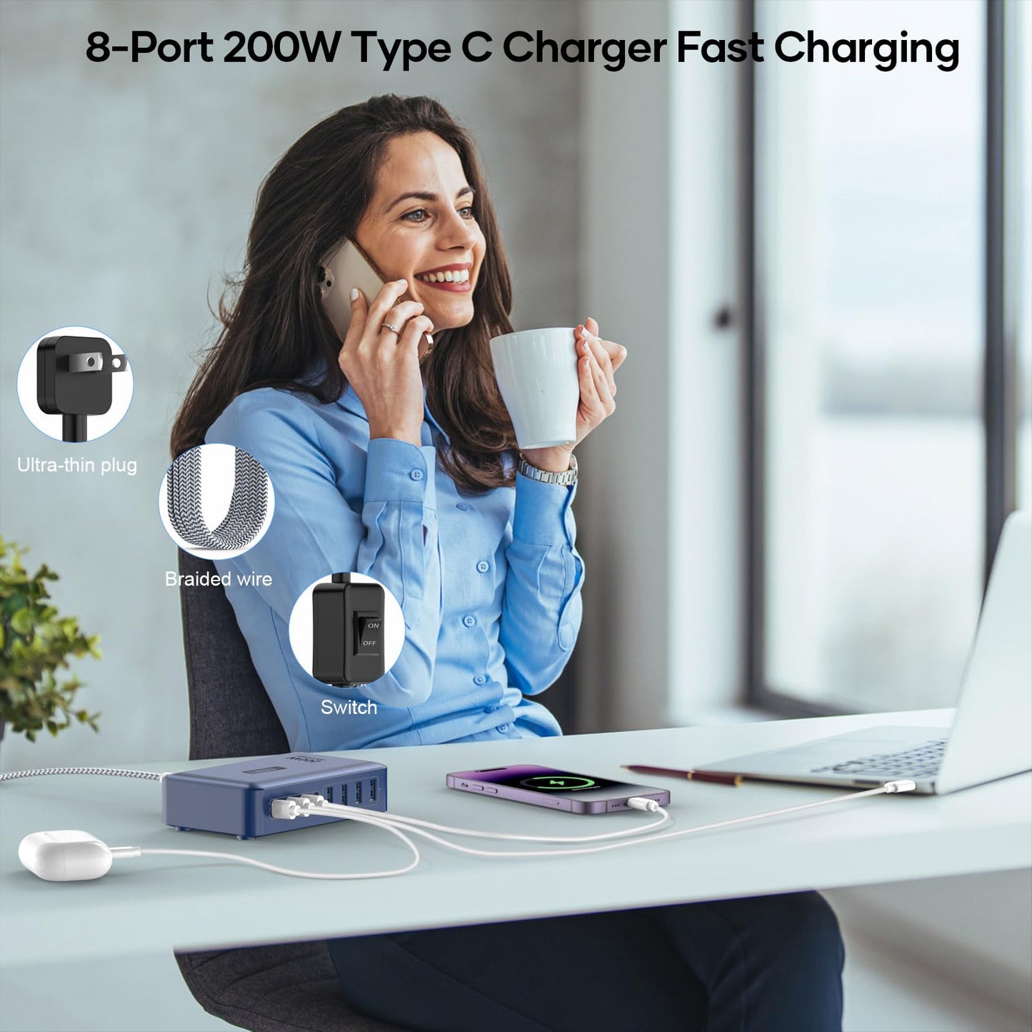 8-Port Fast Charging USB Hub for iPhone, iPad