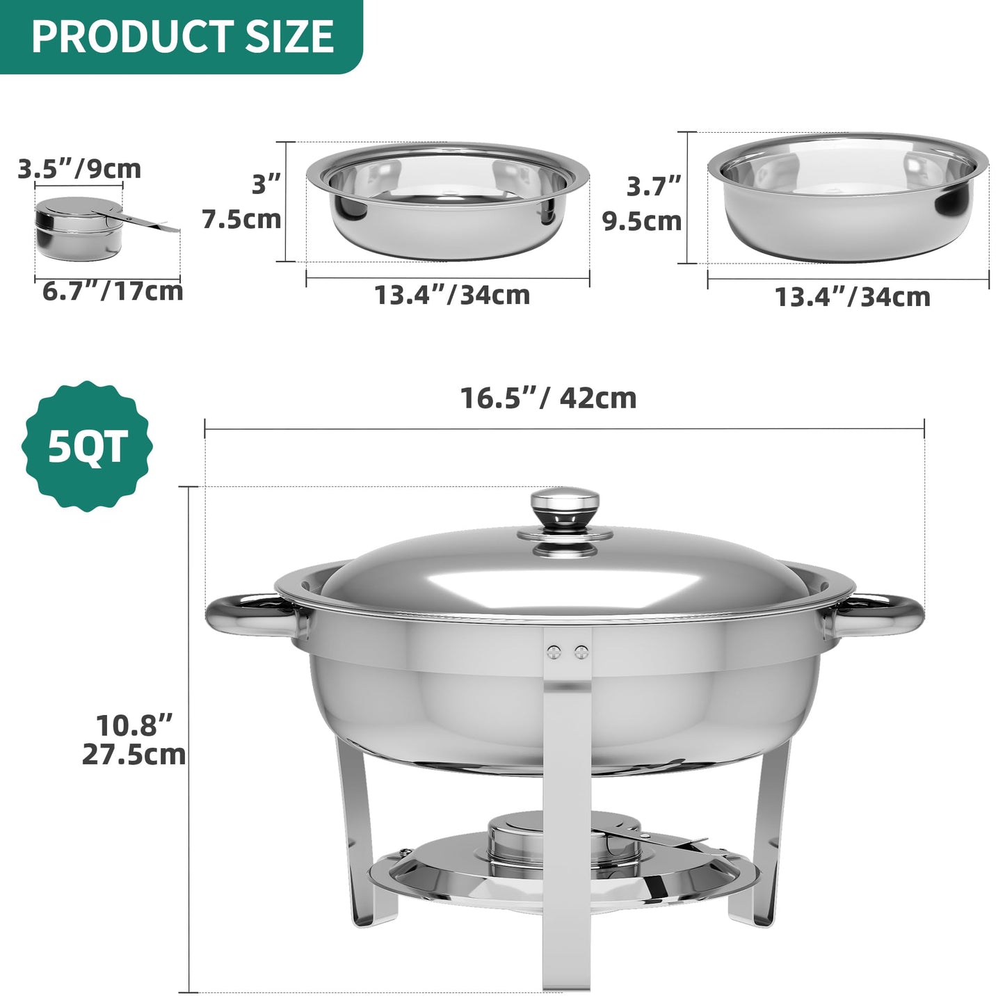 YITAHOME 5QT Round Chafing Dish Set for Buffet