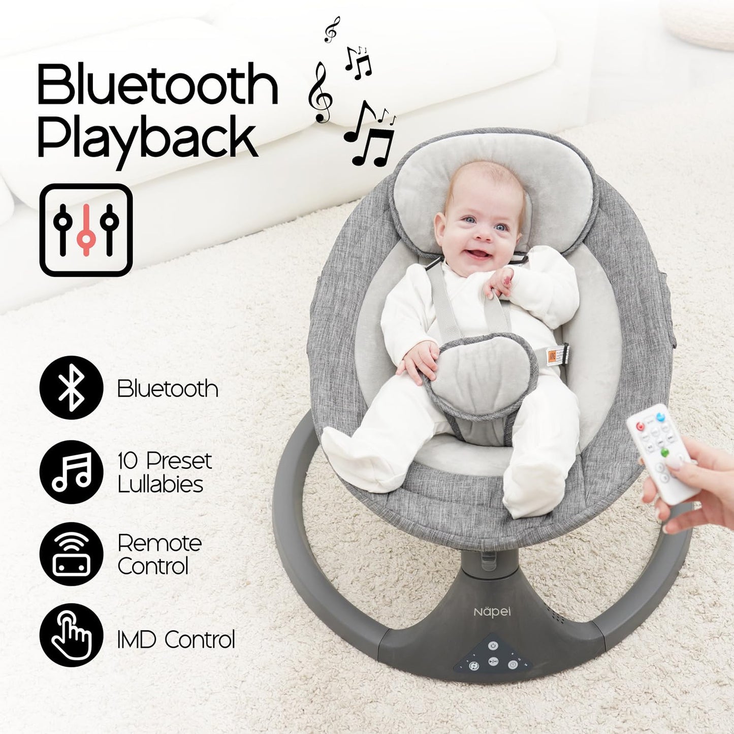 Electric Baby Swing with Music and Remote Control