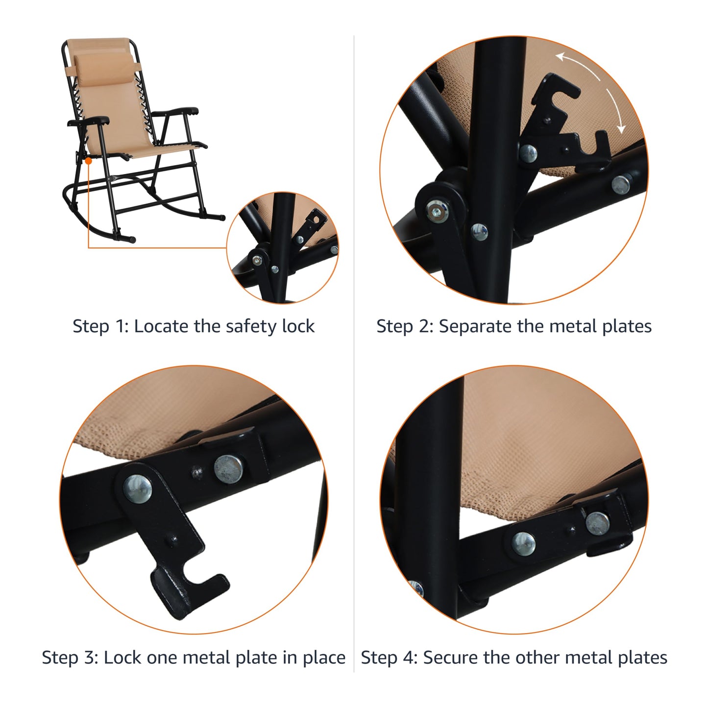Folding Reclining Lounge Rocking Chair by Amazon Basics