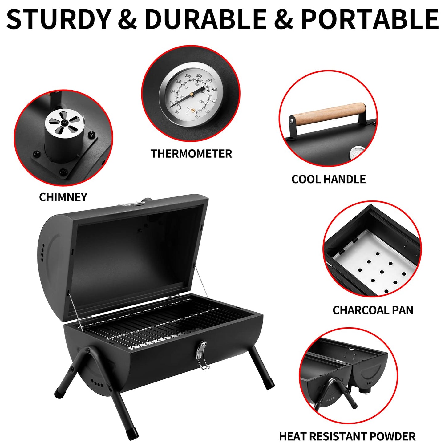 Portable Charcoal Grill for Outdoor Cooking