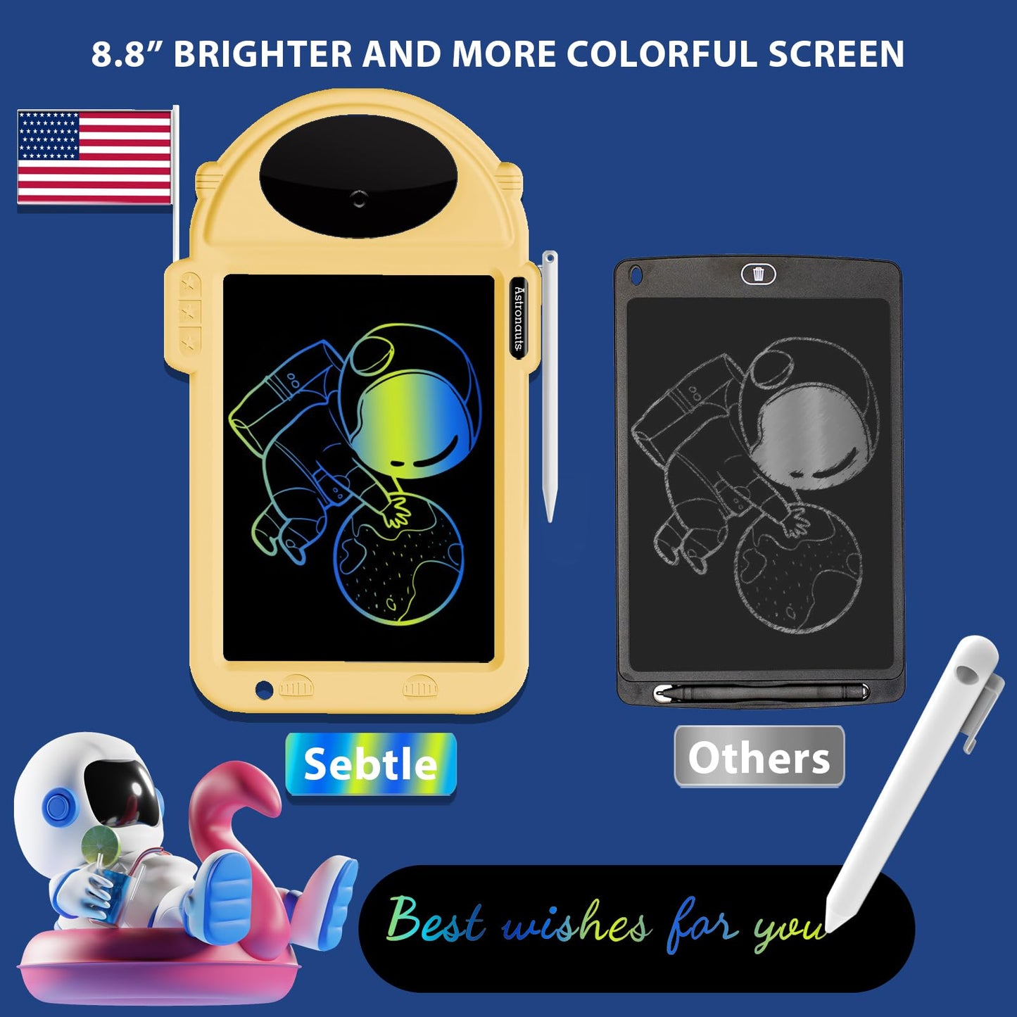 Erasable LCD Writing Tablet for Kids - 8.8 Inch