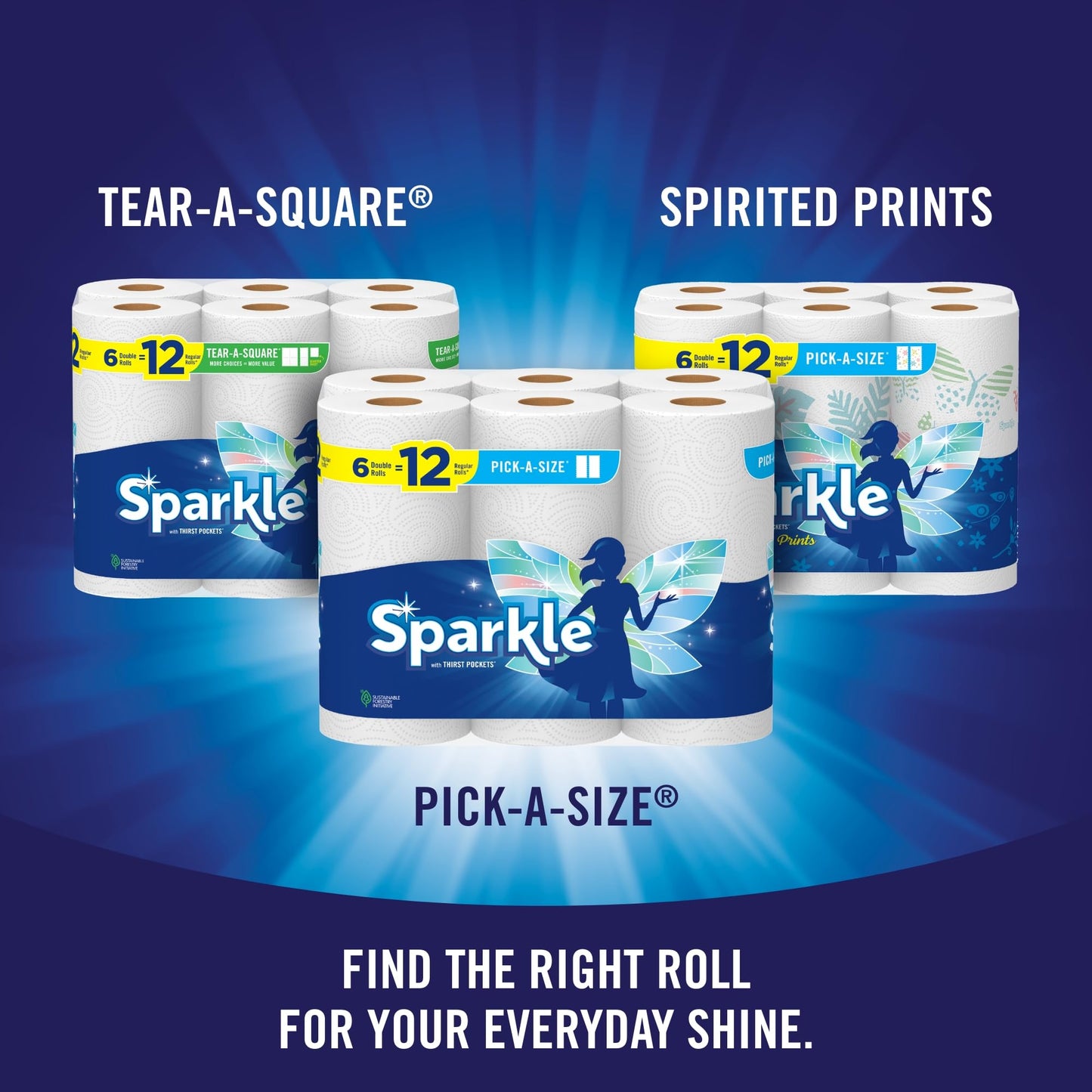 12 Regular Rolls Sparkle Paper Towels Value Pack