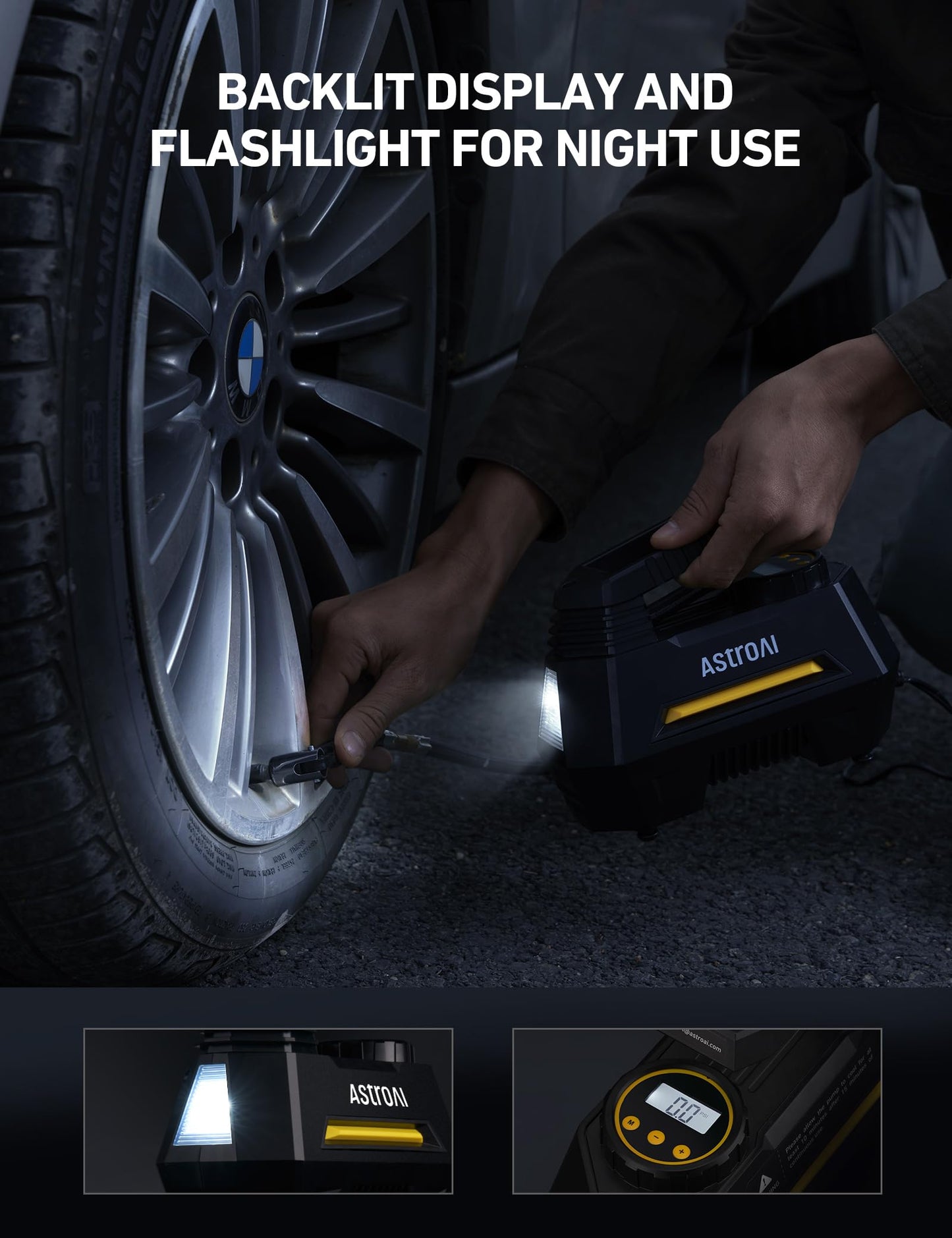 AstroAI Portable Tire Inflator with LED Light