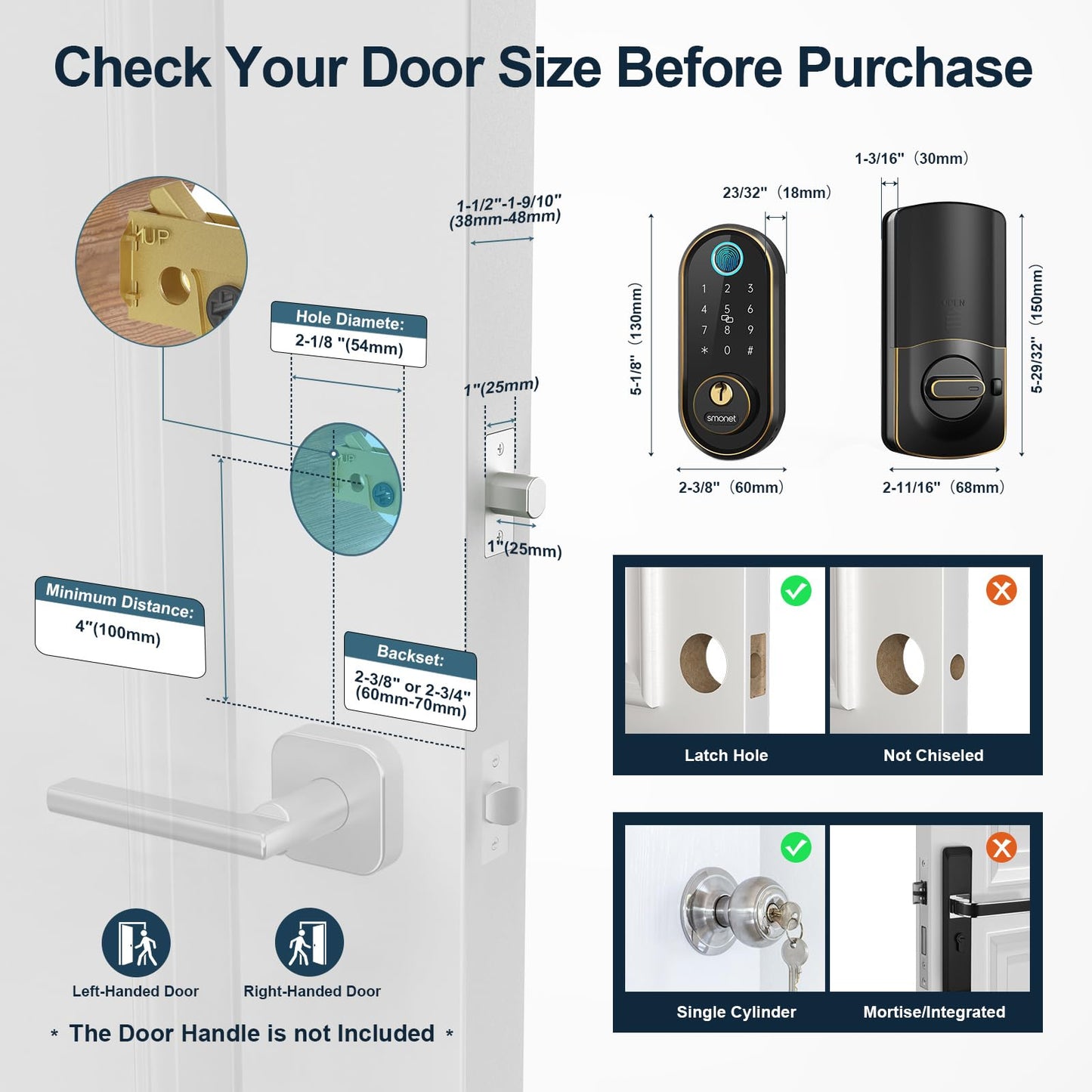 SMONET Smart Keyless Entry Door Lock with Bluetooth