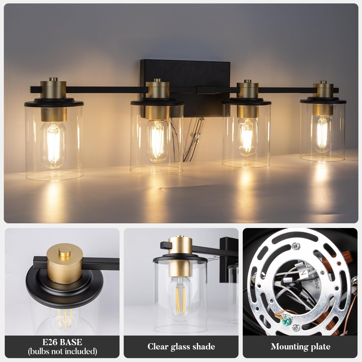 Modern 4-Light Bathroom Vanity Light by Lightdot