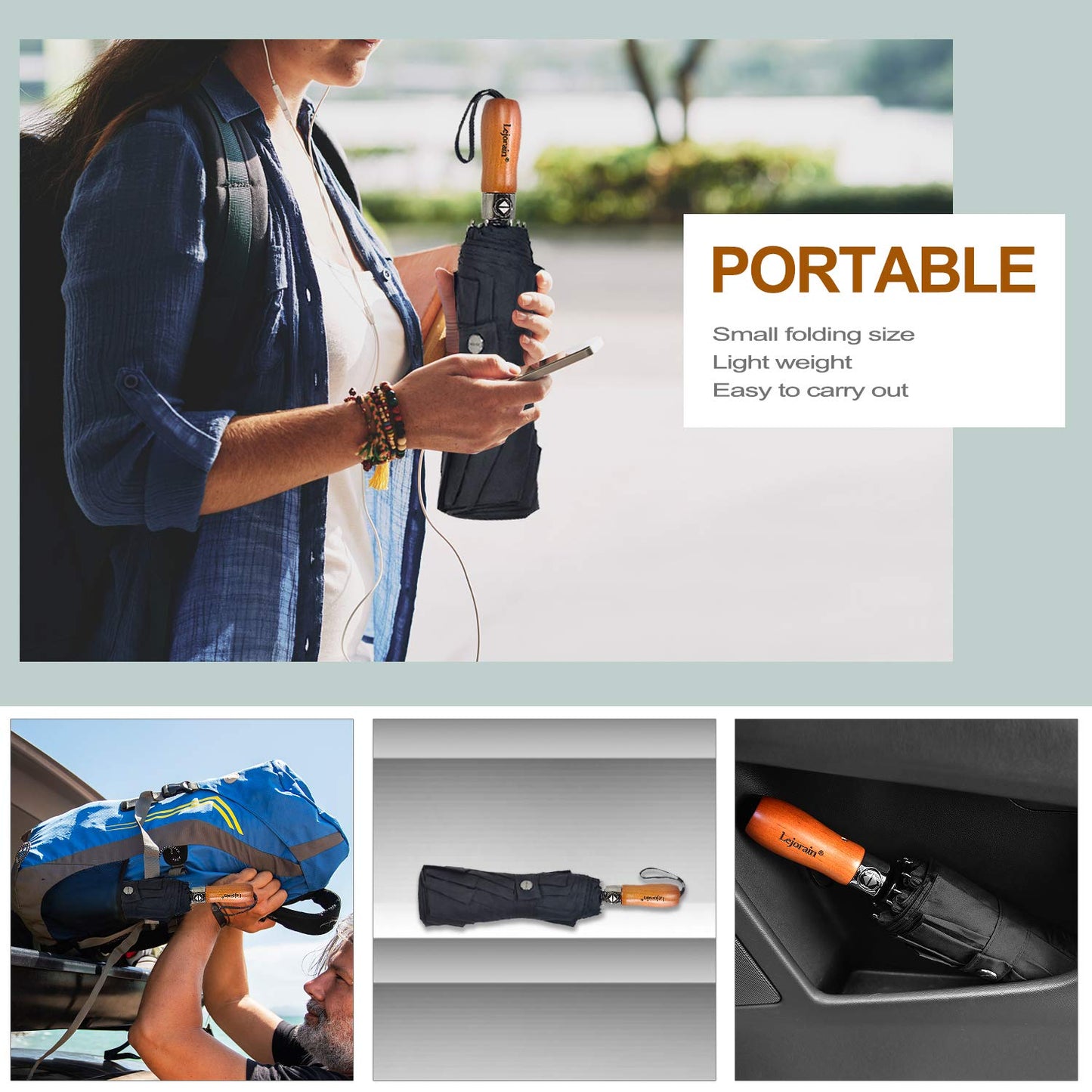 Lejorain 54" Windproof Golf Umbrella with Canopy