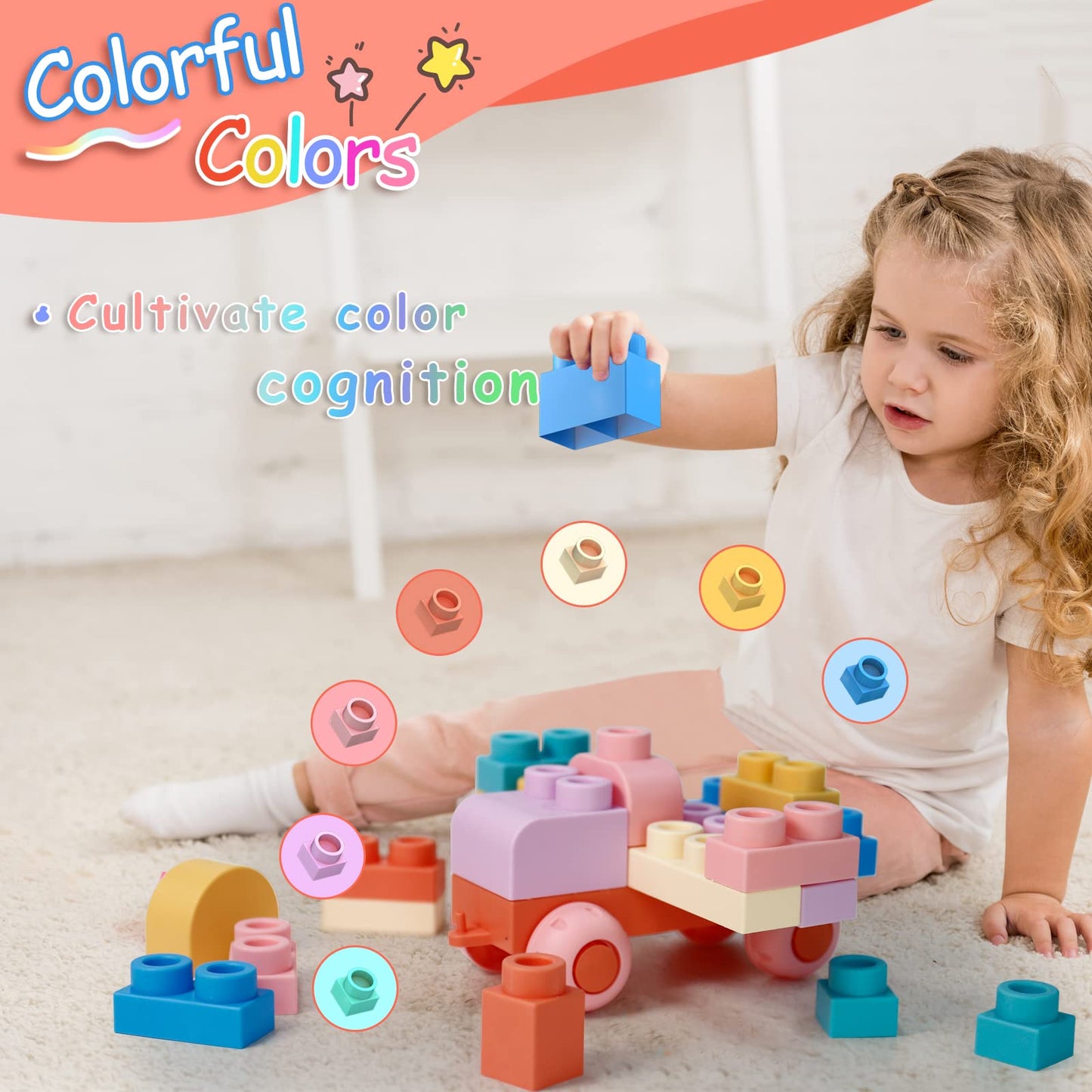 78 STEM Soft Building Blocks Set for Toddlers