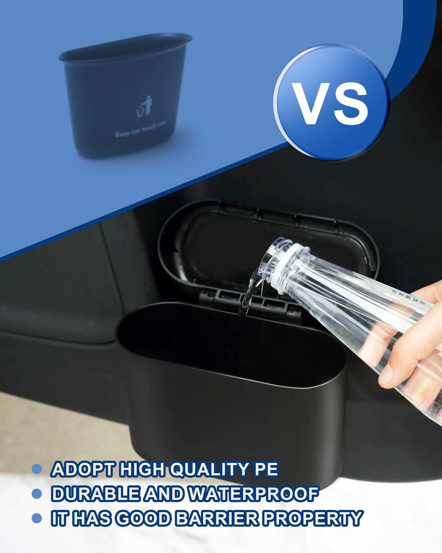 MAICHANG Car Garbage Can with Lid and 40 Small Garbage Bags, White, 0.75 Liters
