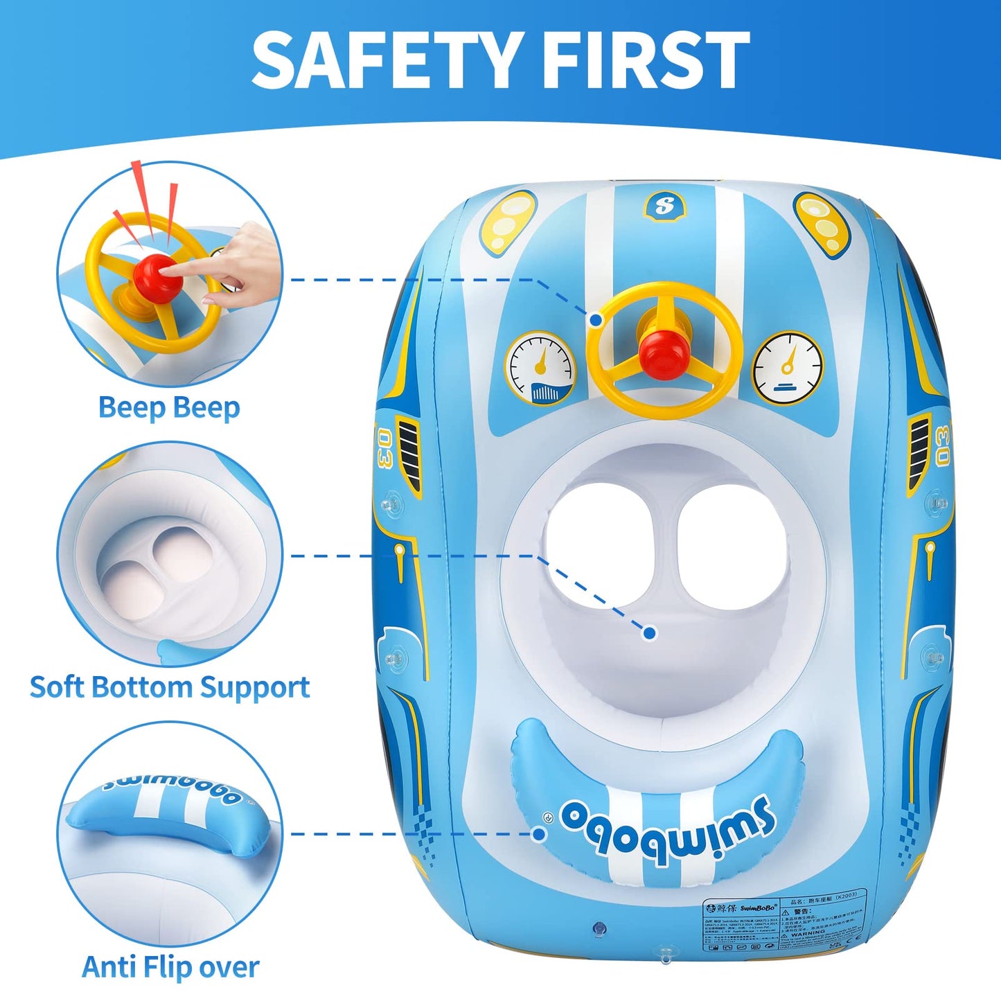 Toddler Pool Float Inflatable Ride-on Car