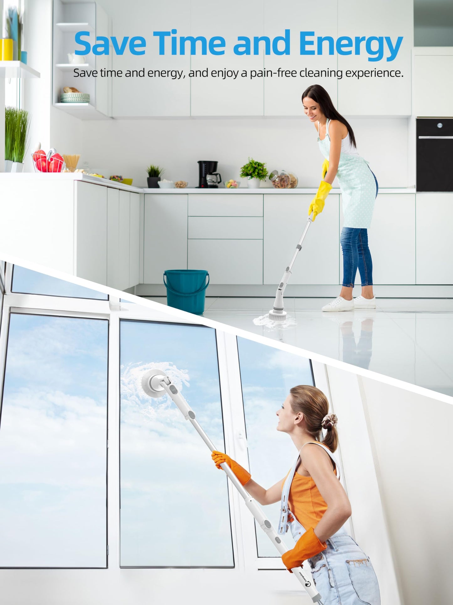 Cordless Electric Spin Scrubber with 6 Brush Heads