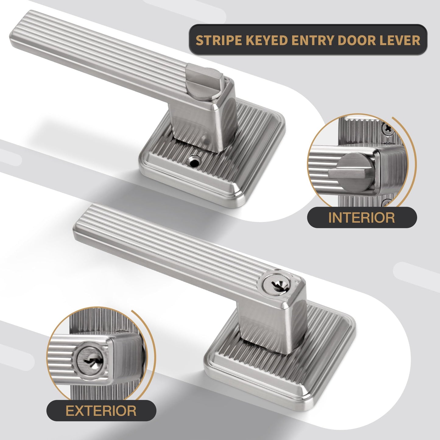 Heavy Duty Keyed Entry Door Handle - Satin Nickel