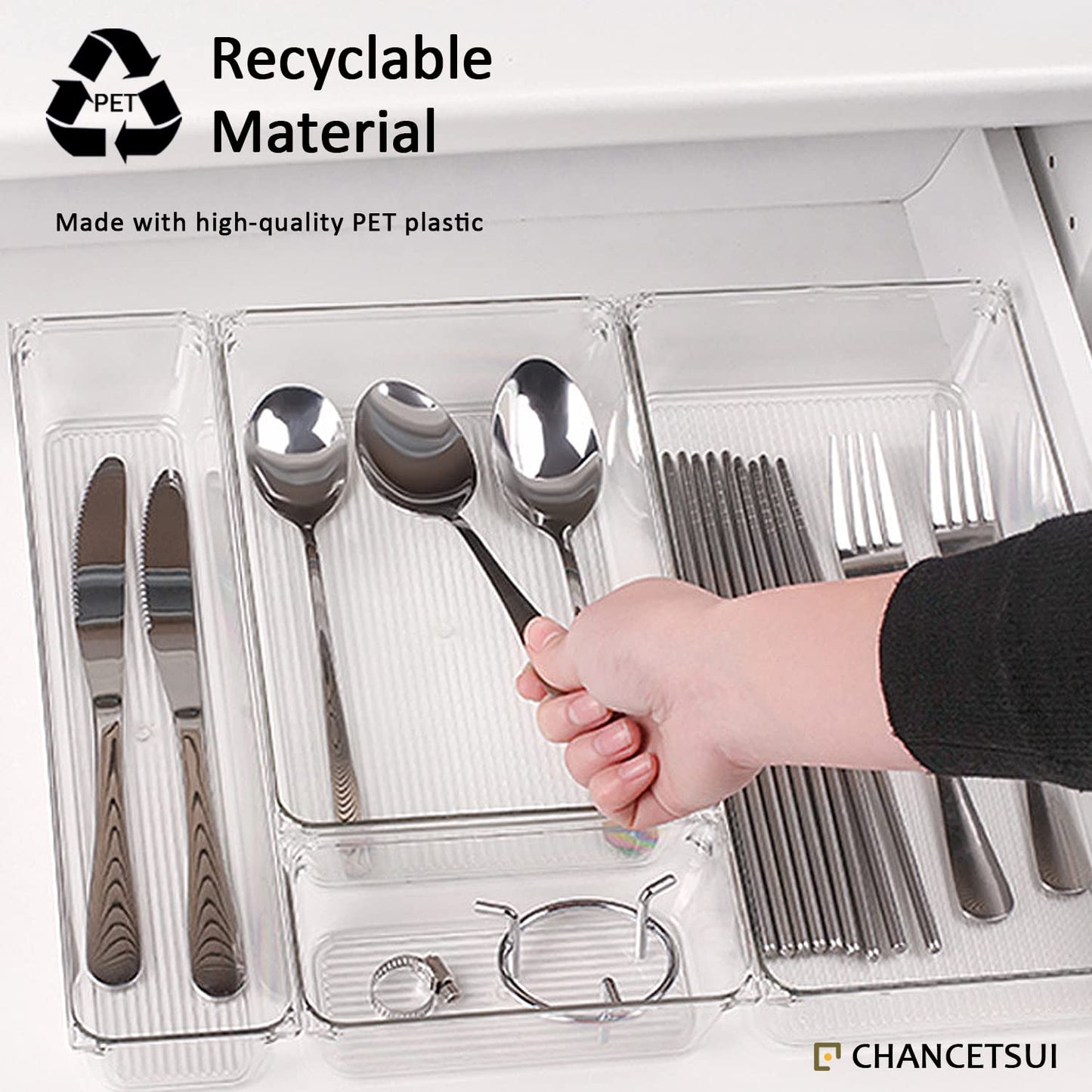 48Pcs Clear Plastic Drawer Organizer Set 4-Size Versatile Vanity and Desk Drawer Storage Bins, Drawer Organizer Trays and Bathroom Drawer Organizer for Jewelries, Kitchen Utensils, Office Supply