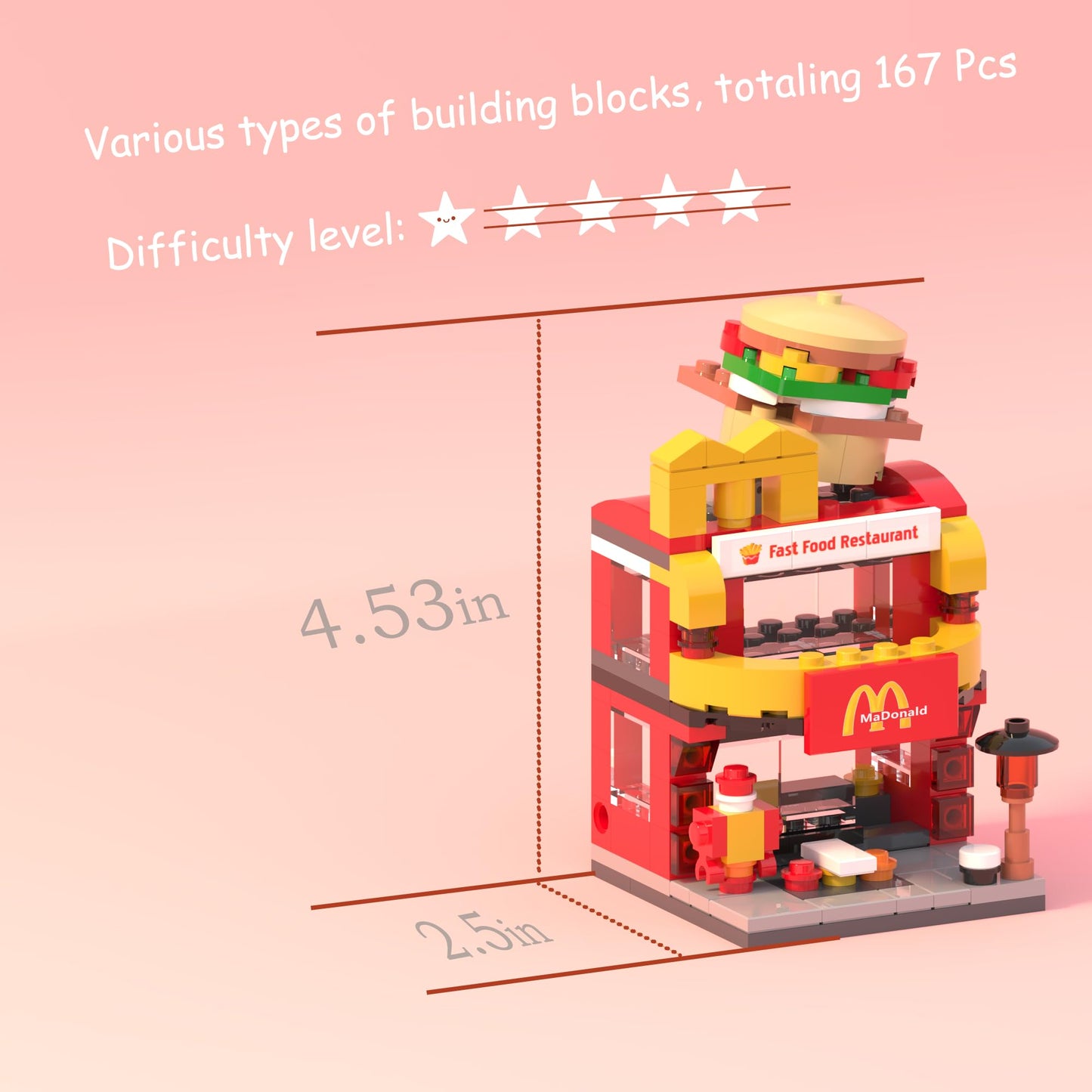 Building Brick Set Burger House for Kids