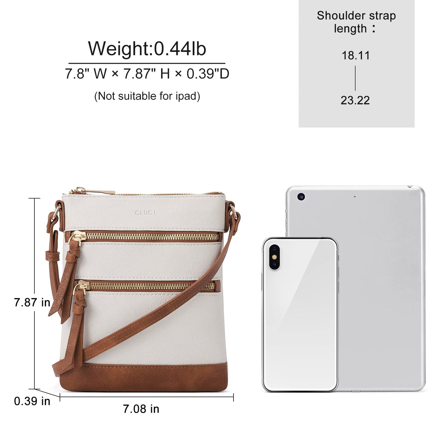 CLUCI Small Multi-Pocket Crossbody Handbag