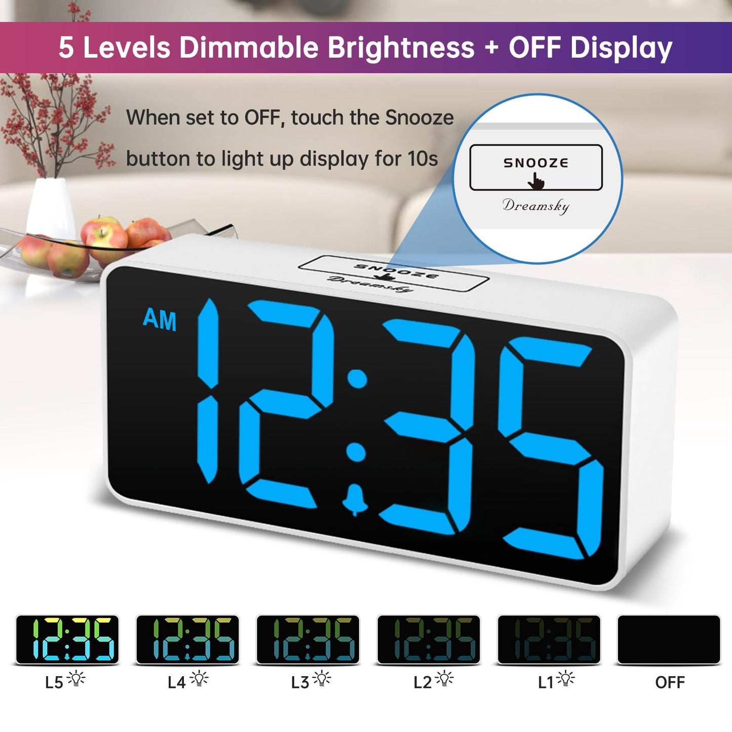 DreamSky Large Digital Alarm Clock for Seniors