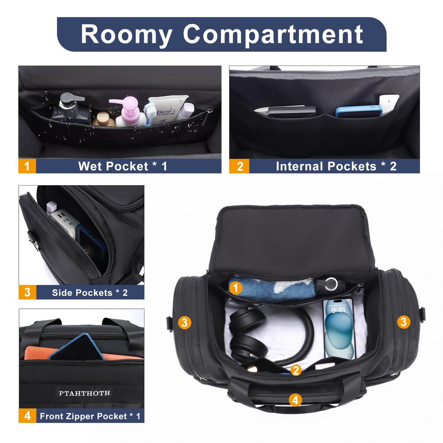 42L Carry On Duffle Bag for Travel & Gym