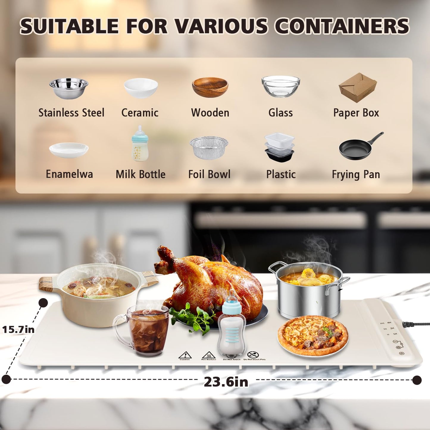 Electric Food Warming Mat with 3 Settings
