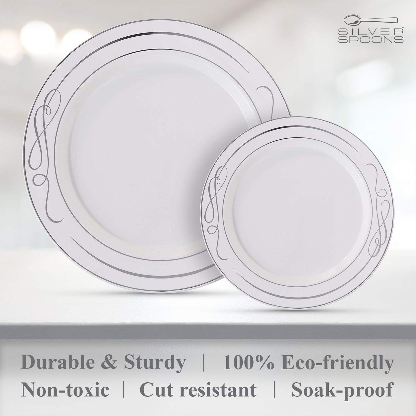 Heavy Duty Plastic Dinner Plates Set - 40 Pieces